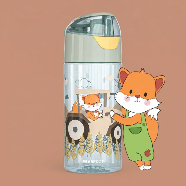 bearfoot-trinkflaschen-450ml-trinkflasche-traktor-sage-bpa-frei image 1
