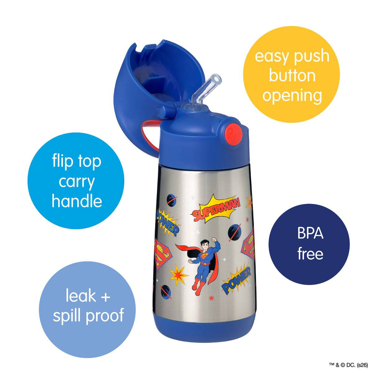 b-box-insulated-trinkflasche-350-ml-superman-edelstahl image 3