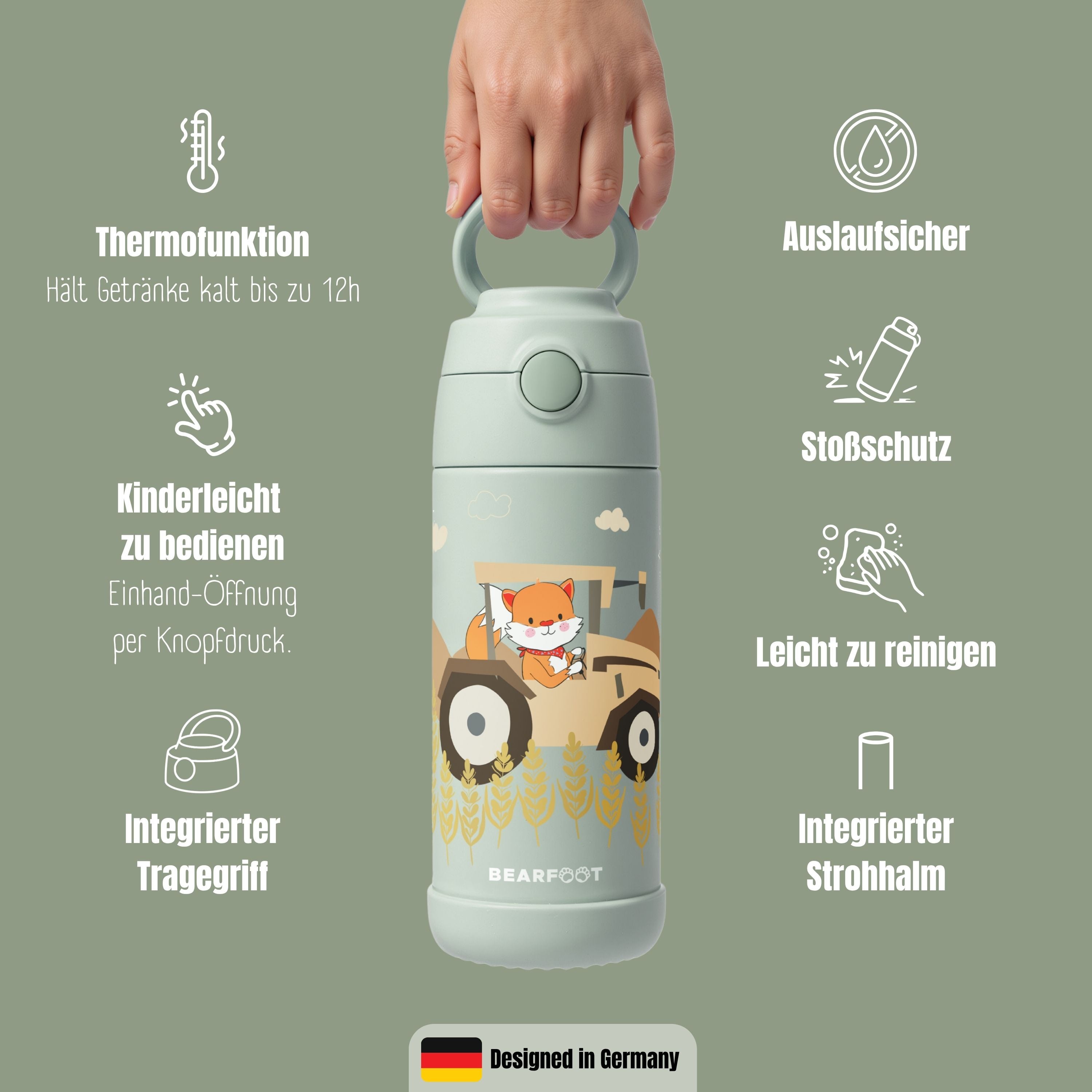 bearfoot-isolierflaschen-thermo-trinkflasche-350ml-traktor-gr-n-edelstahl image 8