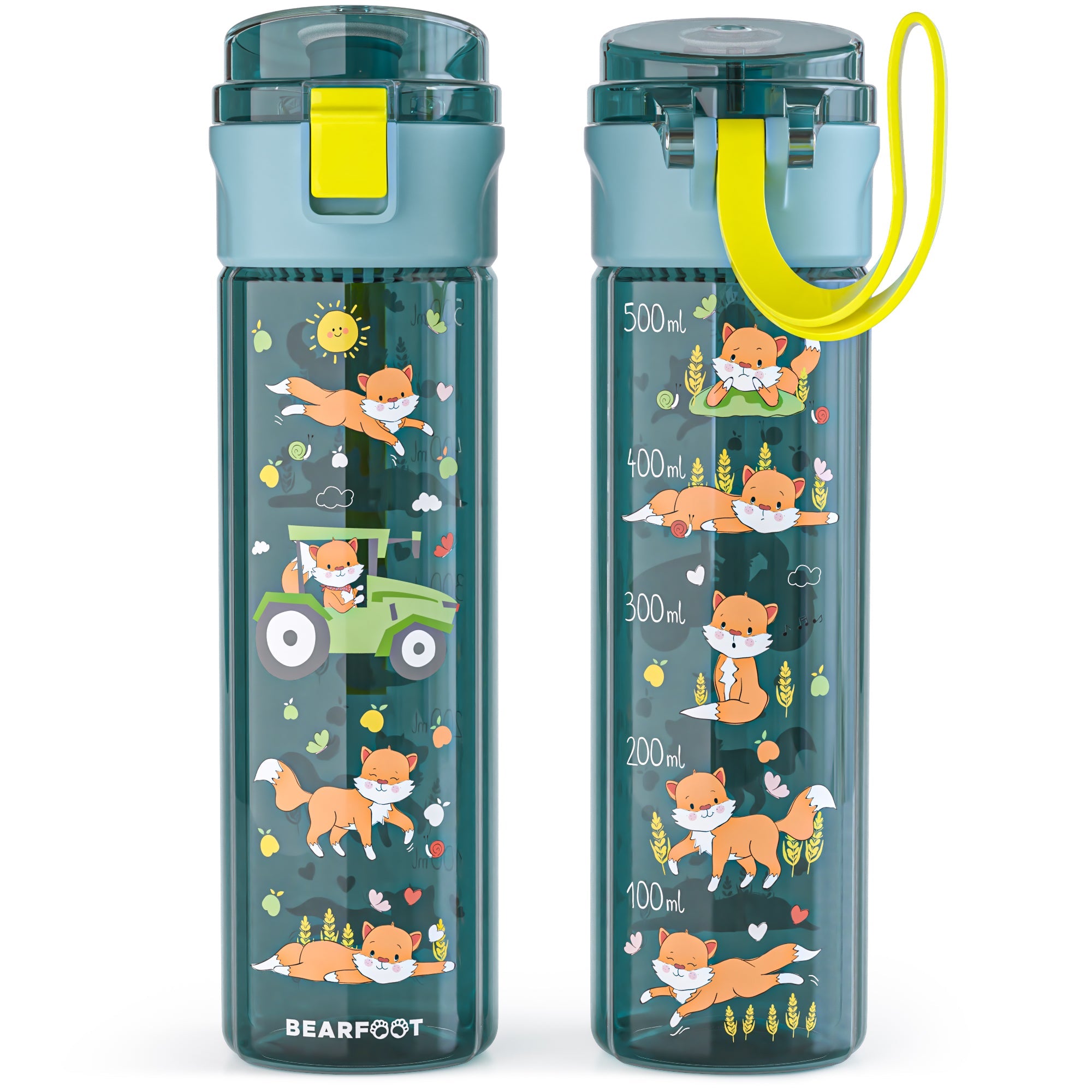 bearfoot-trinkflaschen-500ml-trinkflasche-traktor-blau-bpa-frei image 1