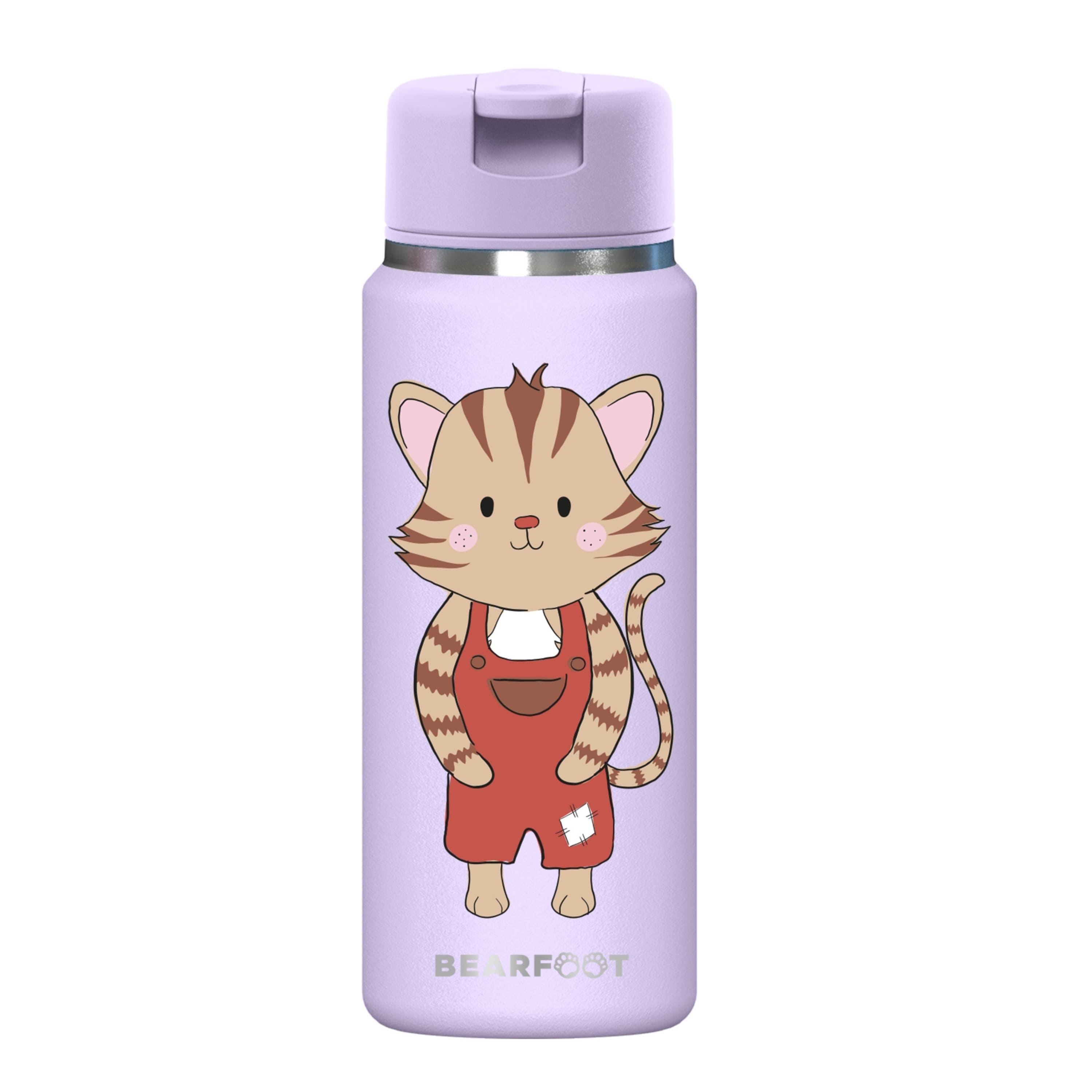 bearfoot-isolierflaschen-tiny-200ml-katze-lila-strohhalm image 3