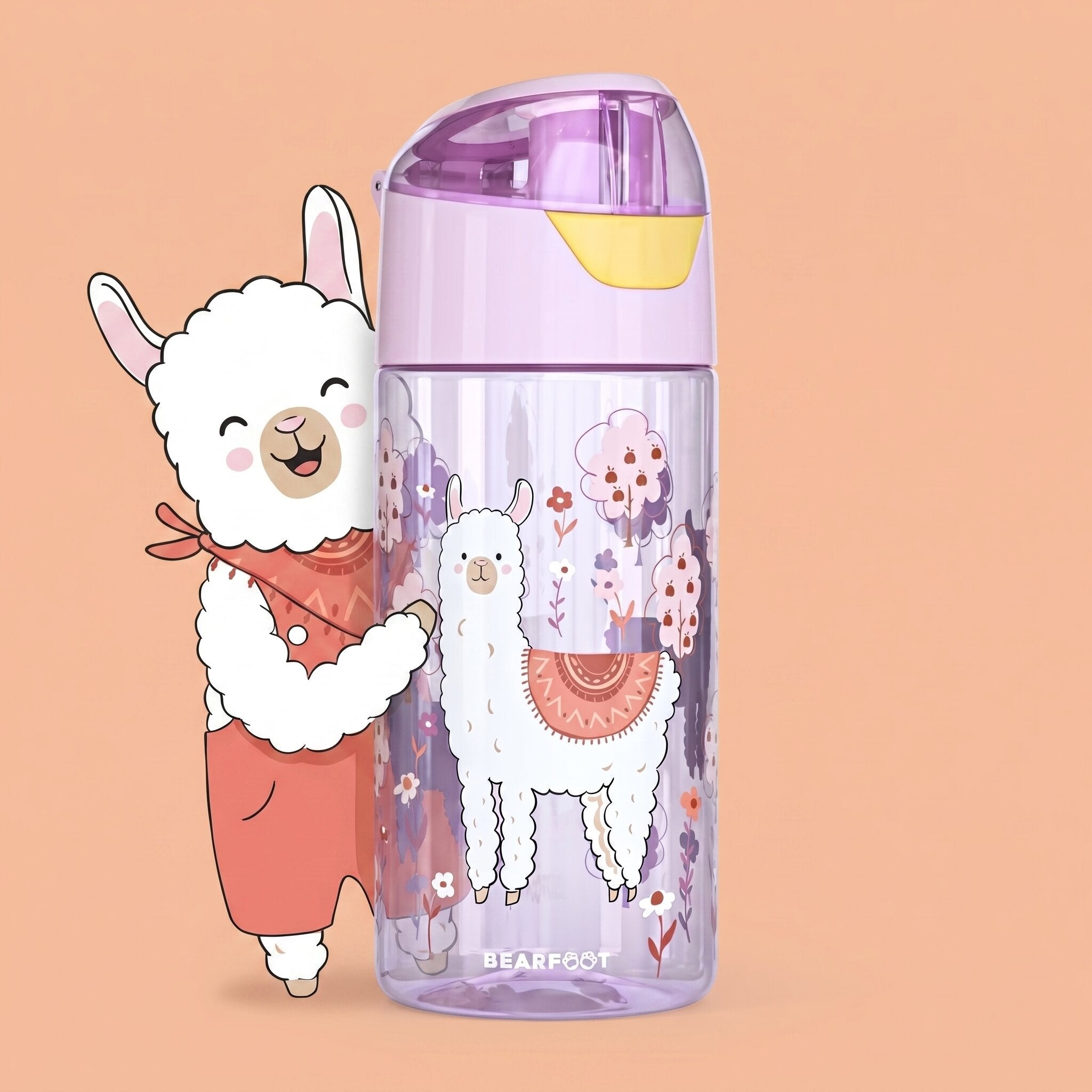 bearfoot-trinkflasche-lama-kinder-450ml-tritan-auslaufsicher image 1