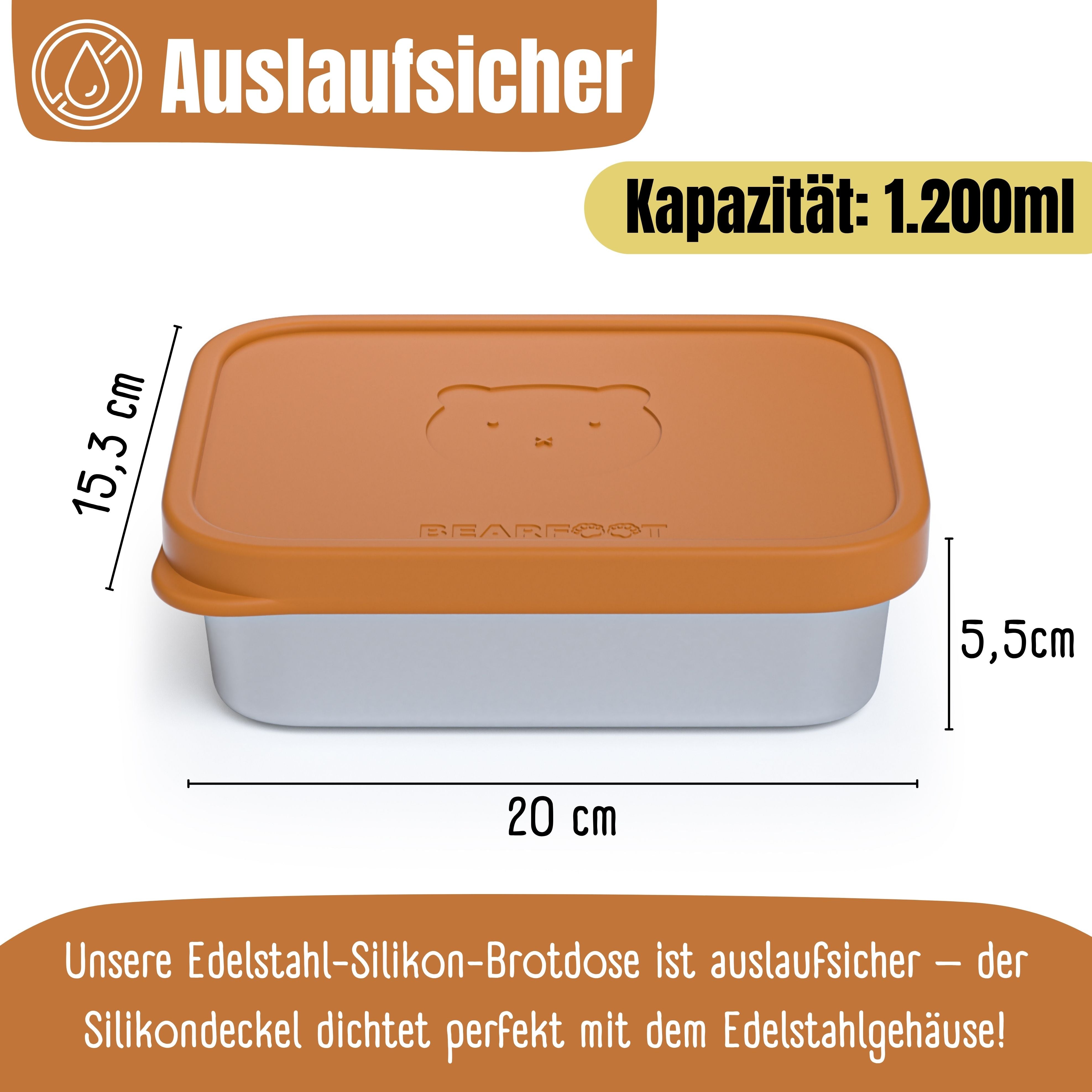 bearfoot-bento-brotdose-edelstahl-silikoneinsatz-braun-700ml-bpa-frei image 7