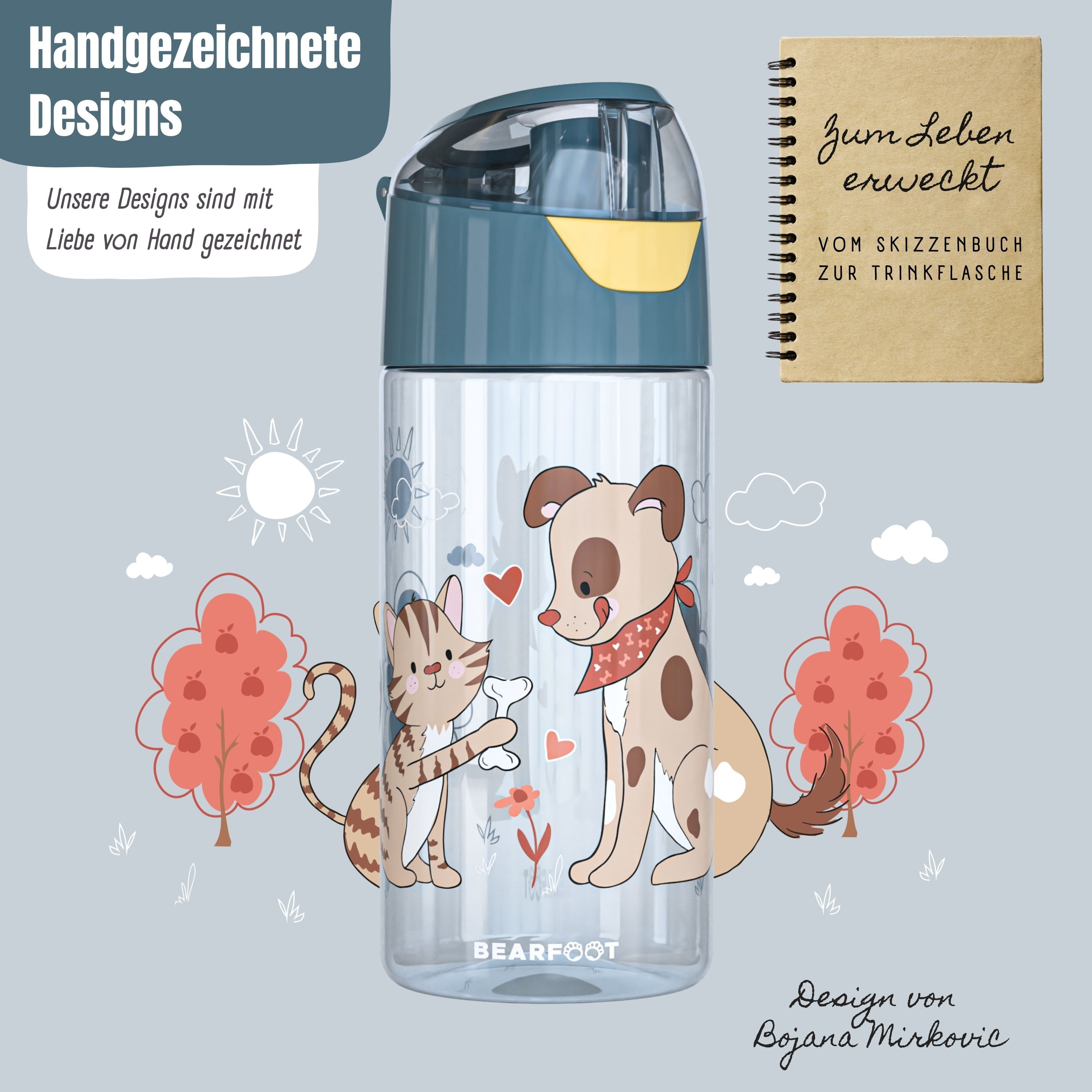 bearfoot-trinkflaschen-hund-katze-wasserflasche-450-ml-blau image 2