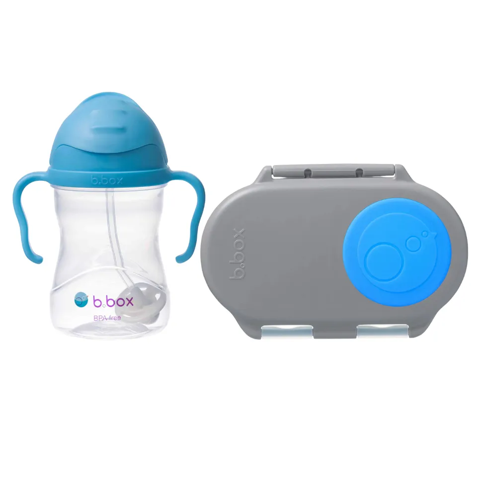 b-box-snackbox-sippy-cup-set-blue-slate-blueberry image 1