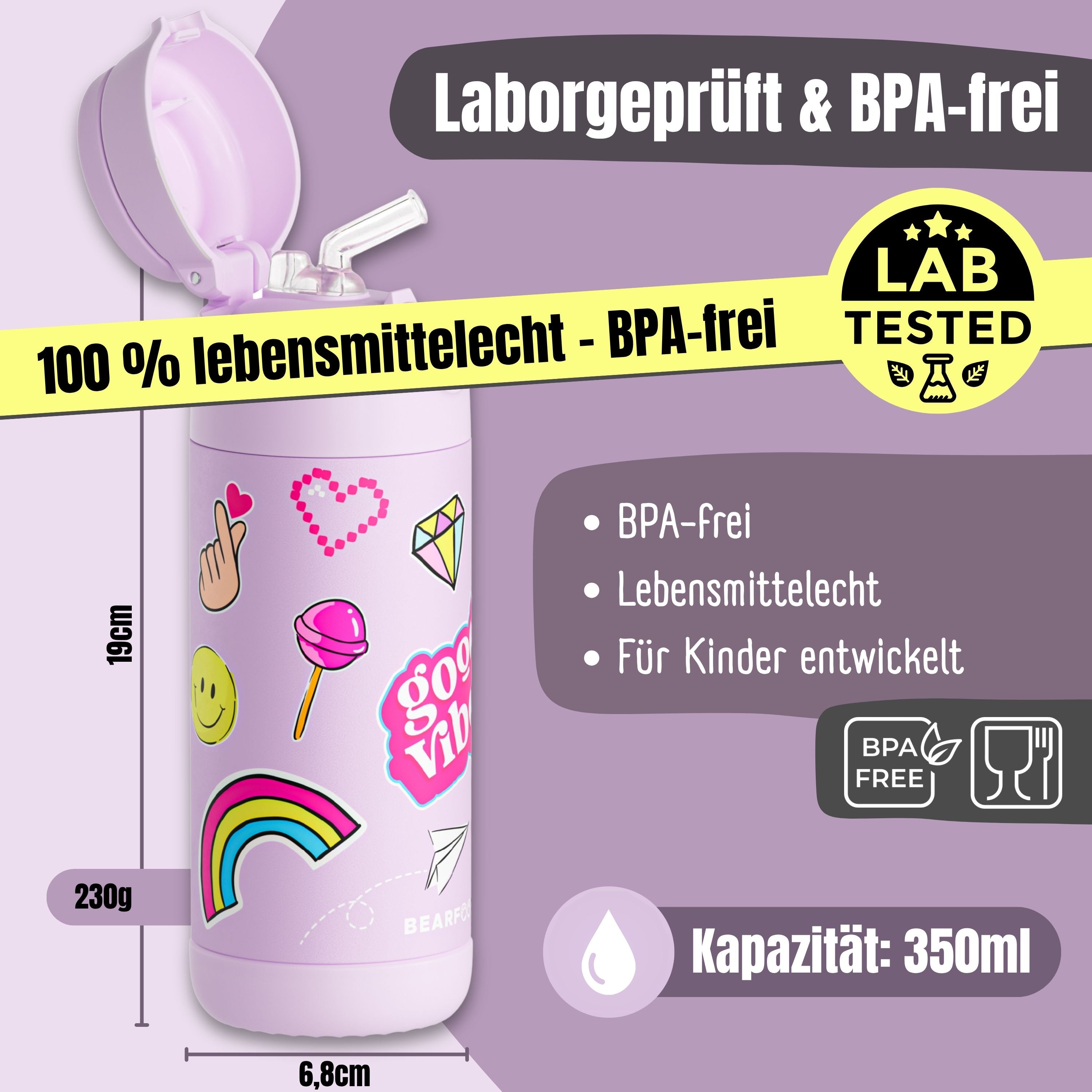 bearfoot-isolierflaschen-sticker-lila-trinkflasche-350ml-edelstahl image 5