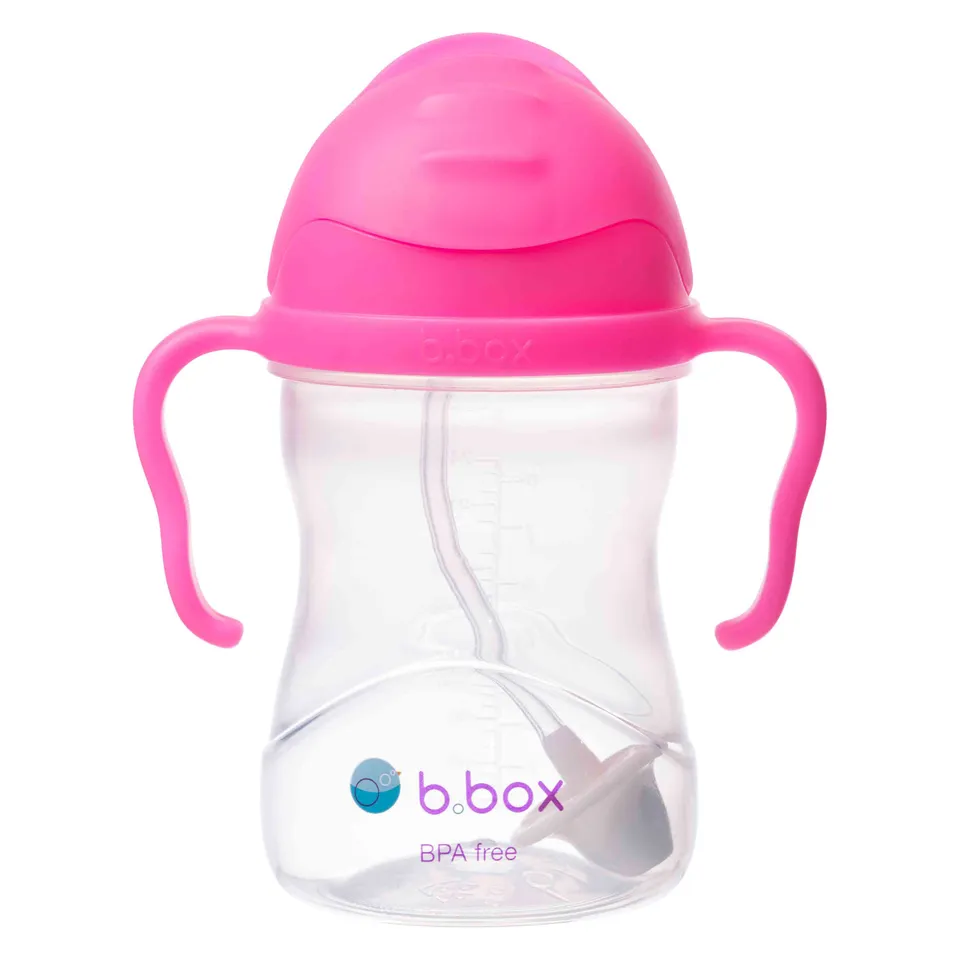 b-box-sippy-cup-trinkbecher-pink-pomegranate-240-ml-strohhalm image 1