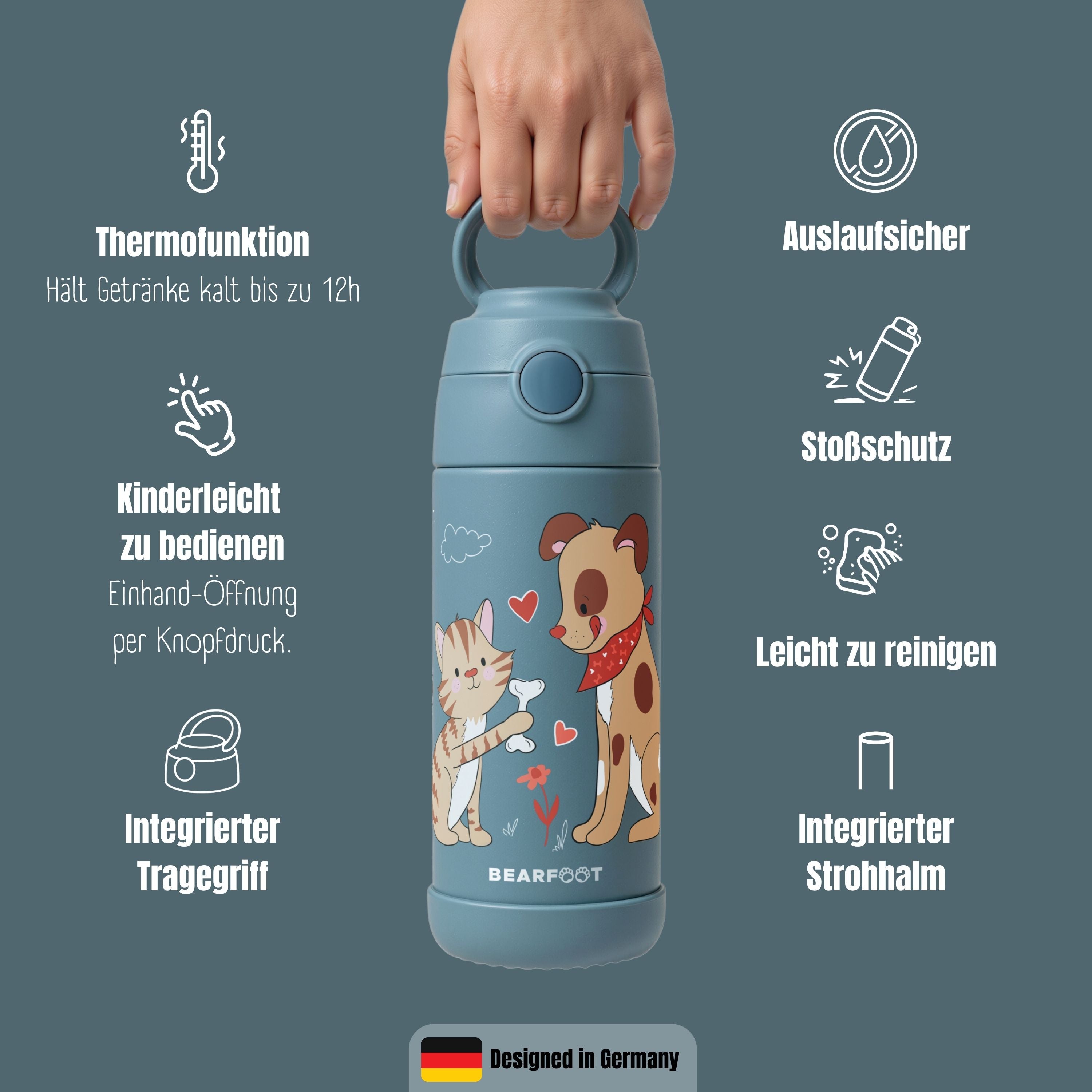 bearfoot-thermo-trinkflasche-kinder-hund-katze-blau-350ml image 8