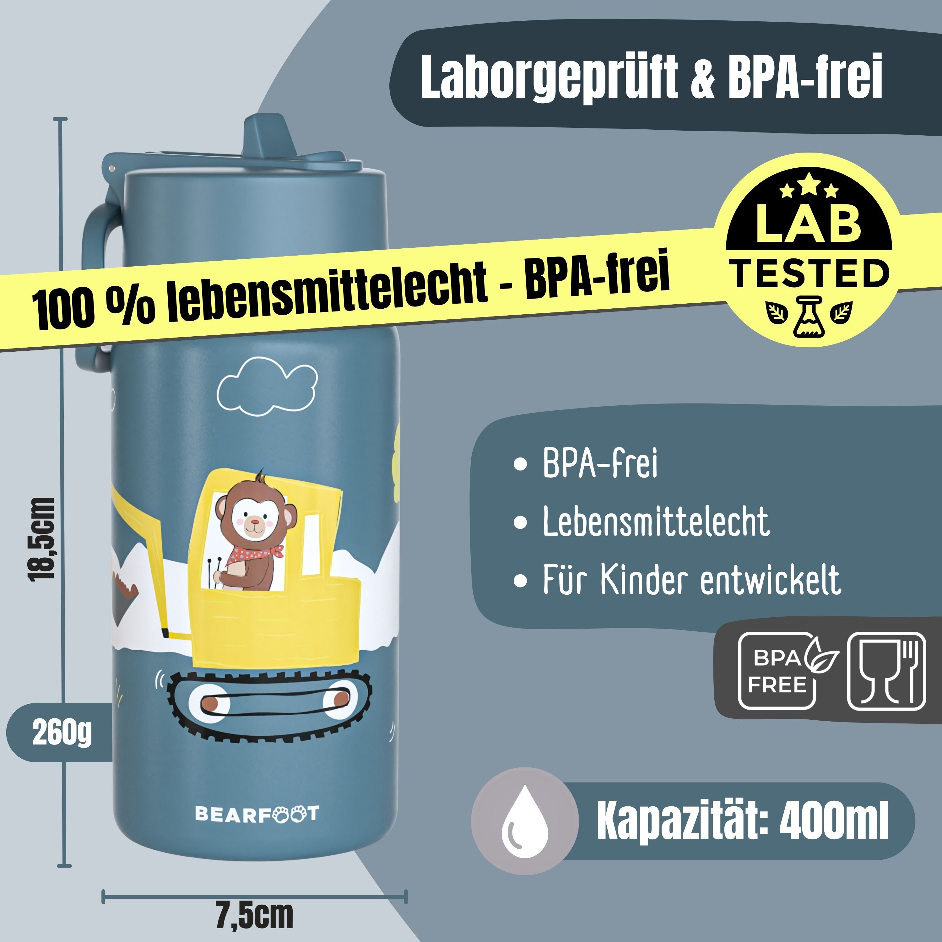 bearfoot-thermo-trinkflasche-edelstahl-400-ml-bagger-auslaufsicher image 5