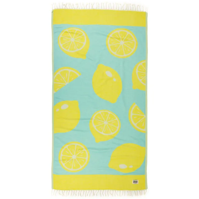 bearfoot-strandtuch-lemon-blue-badetuch-100-baumwolle-leicht image 1