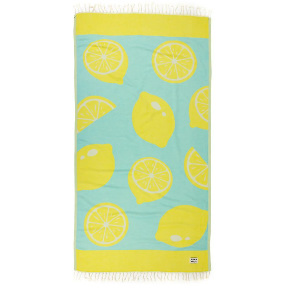 bearfoot-strandtuch-lemon-blue-badetuch-100-baumwolle-leicht image 1