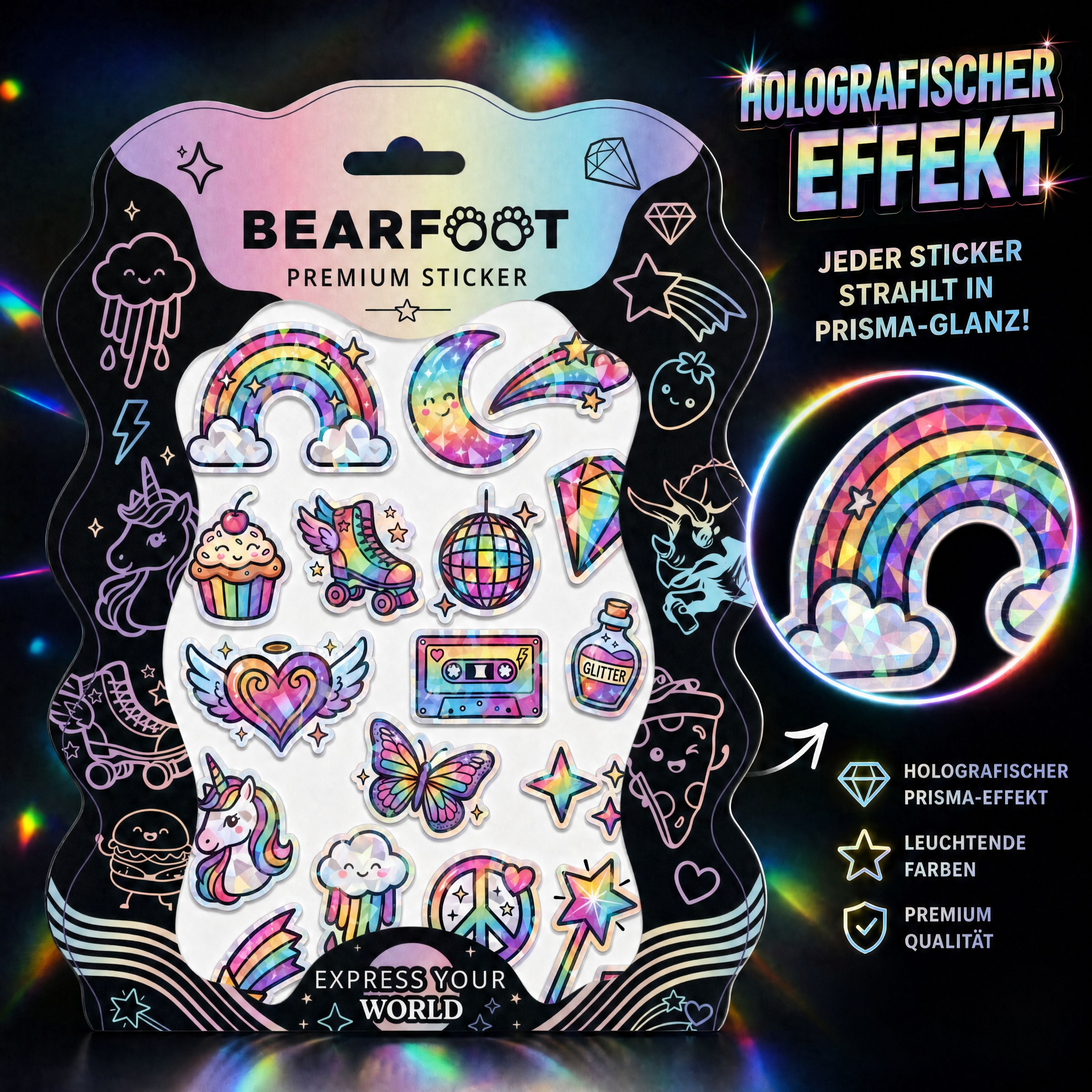 bearfoot-accessoires-premium-sticker-din-a5-rainbow-holografisch image 2