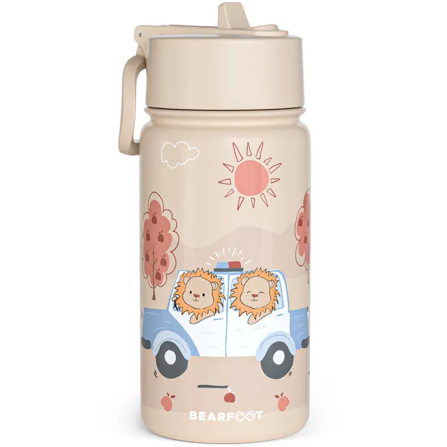 bearfoot-thermo-trinkflasche-polizei-braun-400-ml-strohhalm image 1
