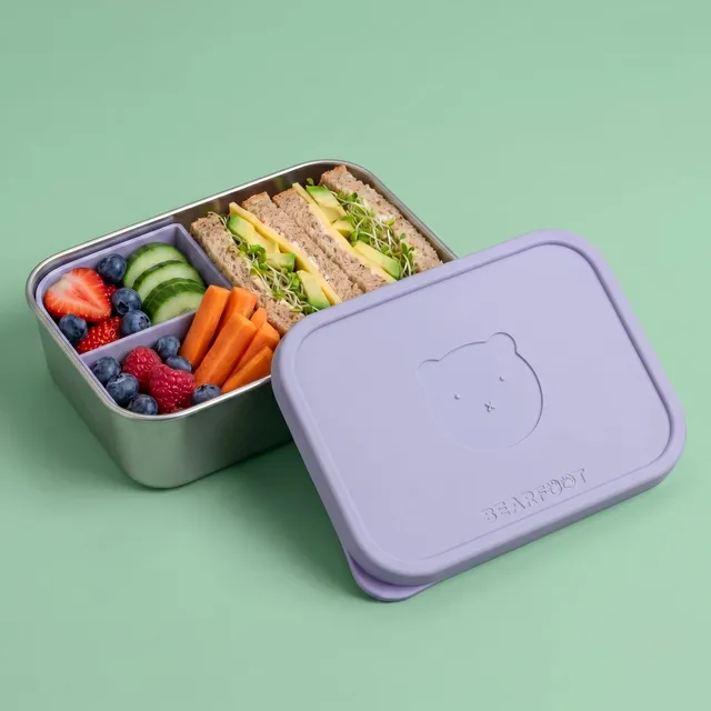 bearfoot-brotdose-edelstahl-lavendel-lunchbox-700-ml-bpa-frei image 1