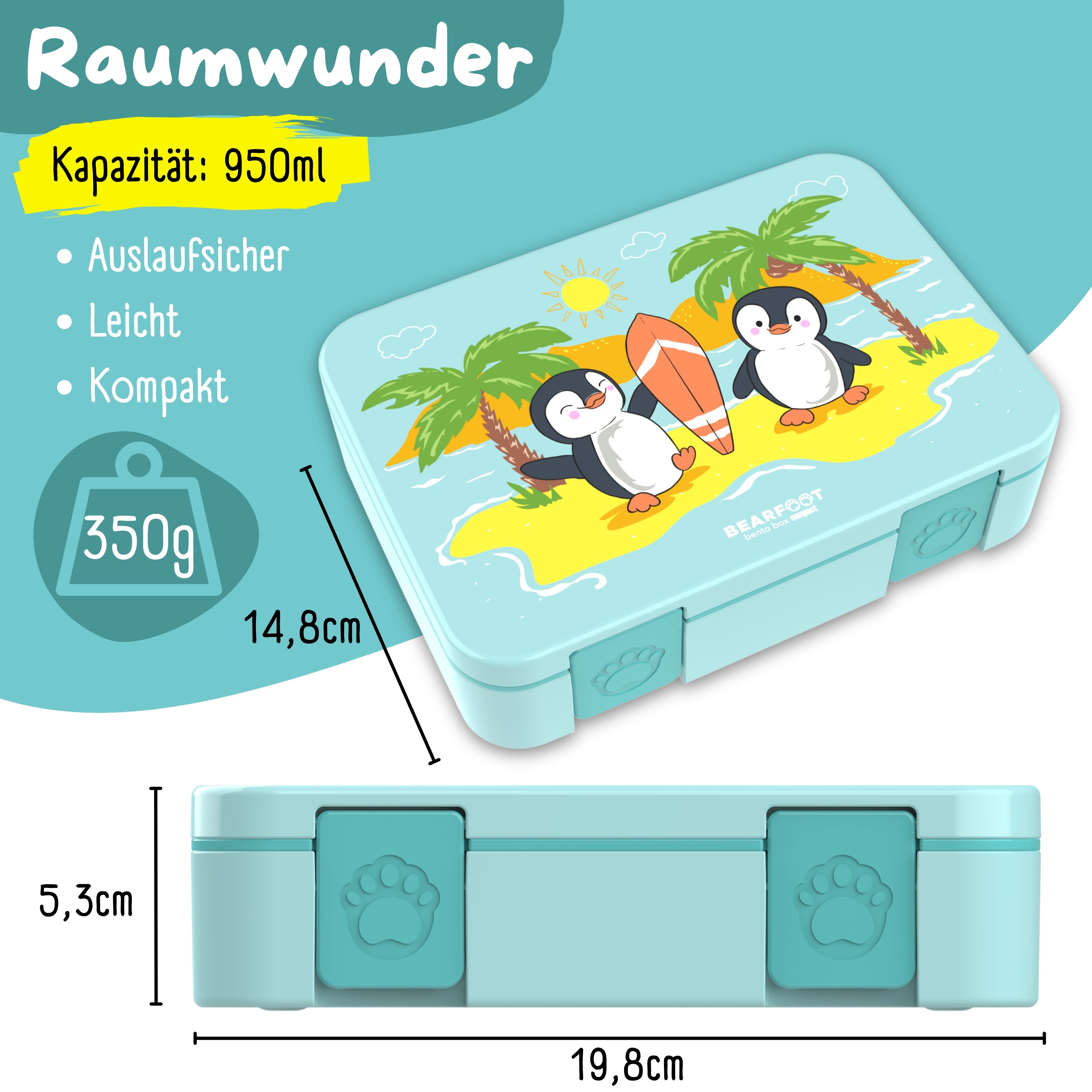 bearfoot-bento-box-compact-brotdose-pinguin-950ml-auslaufsicher image 5