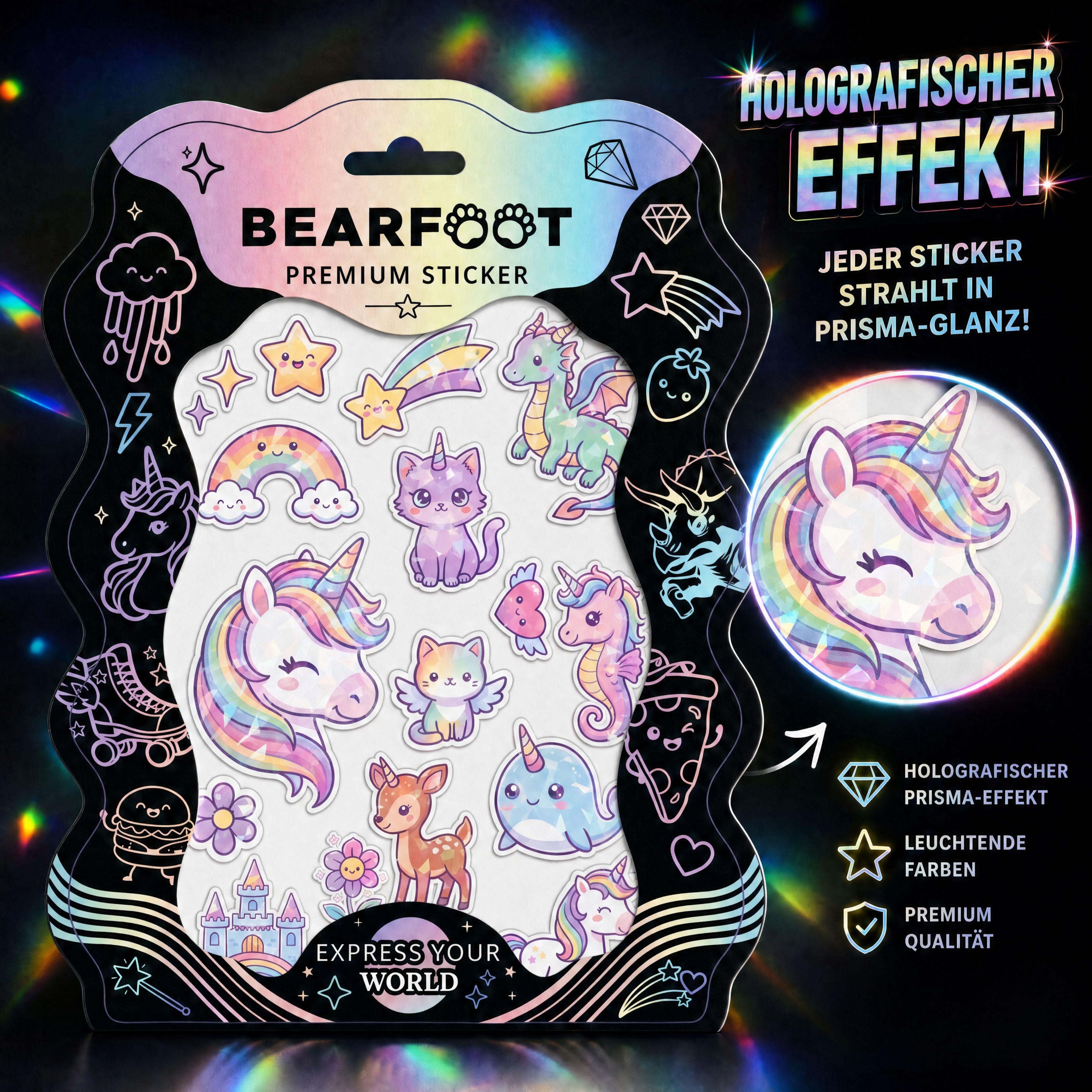 bearfoot-accessoires-premium-sticker-din-a5-magical-holografisch image 2