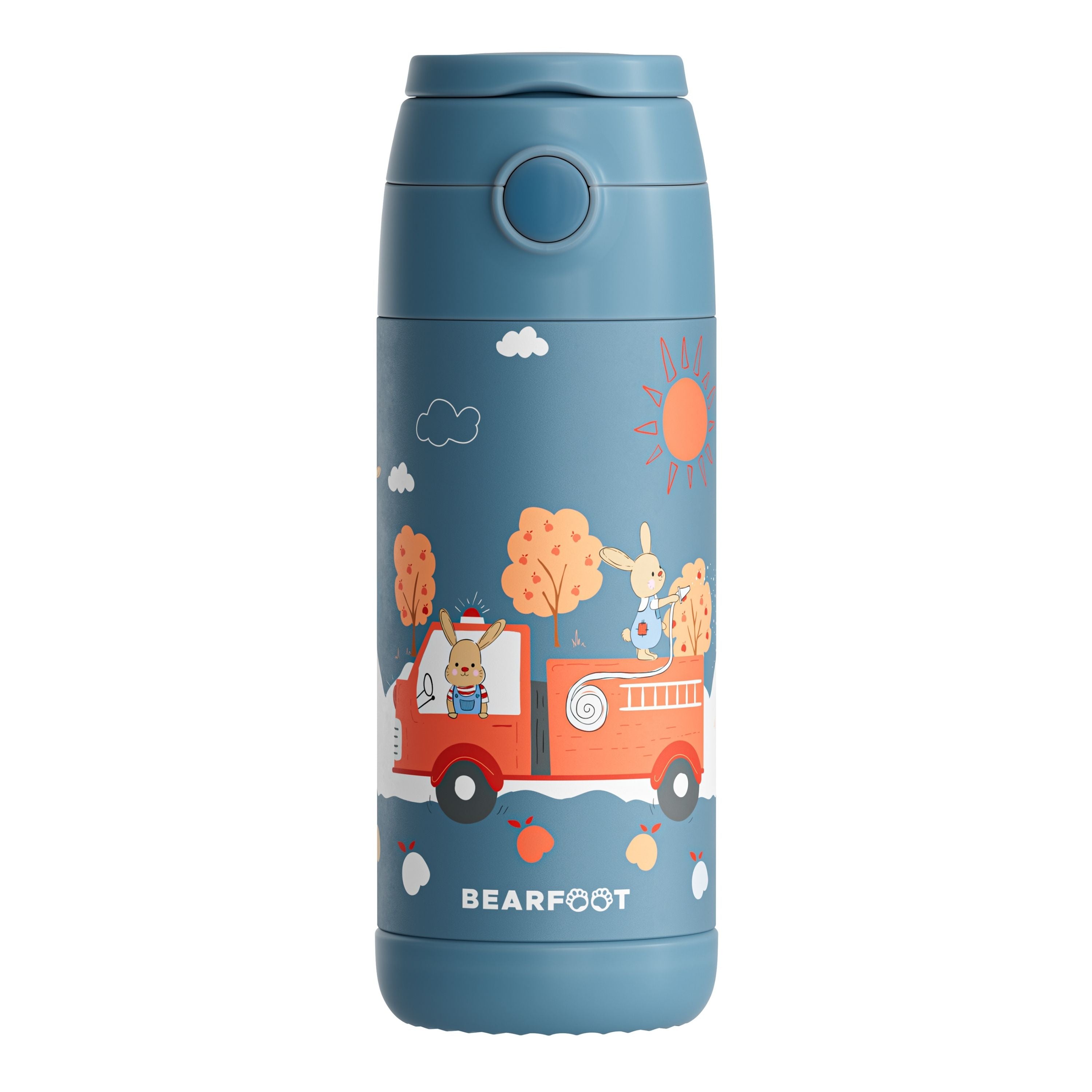 bearfoot-feuerwehr-hase-isolierflasche-350-ml-blau-edelstahl image 3