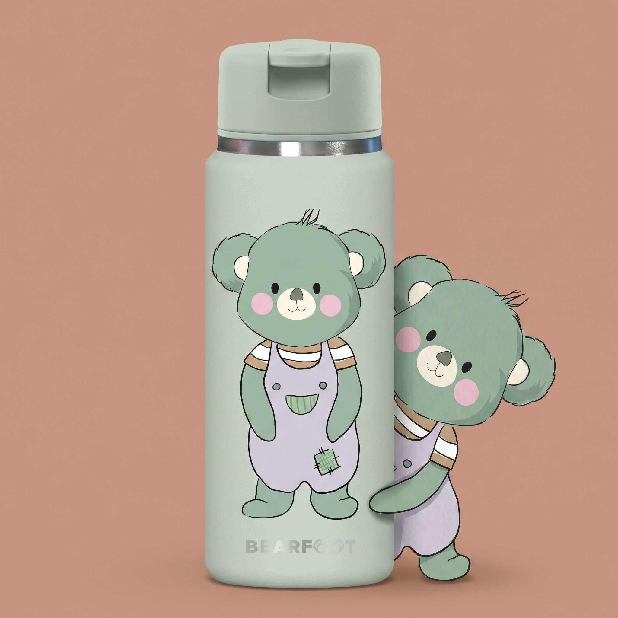 bearfoot-tiny-koala-thermo-trinkflasche-edelstahl-200-ml-mit-strohhalm image 1
