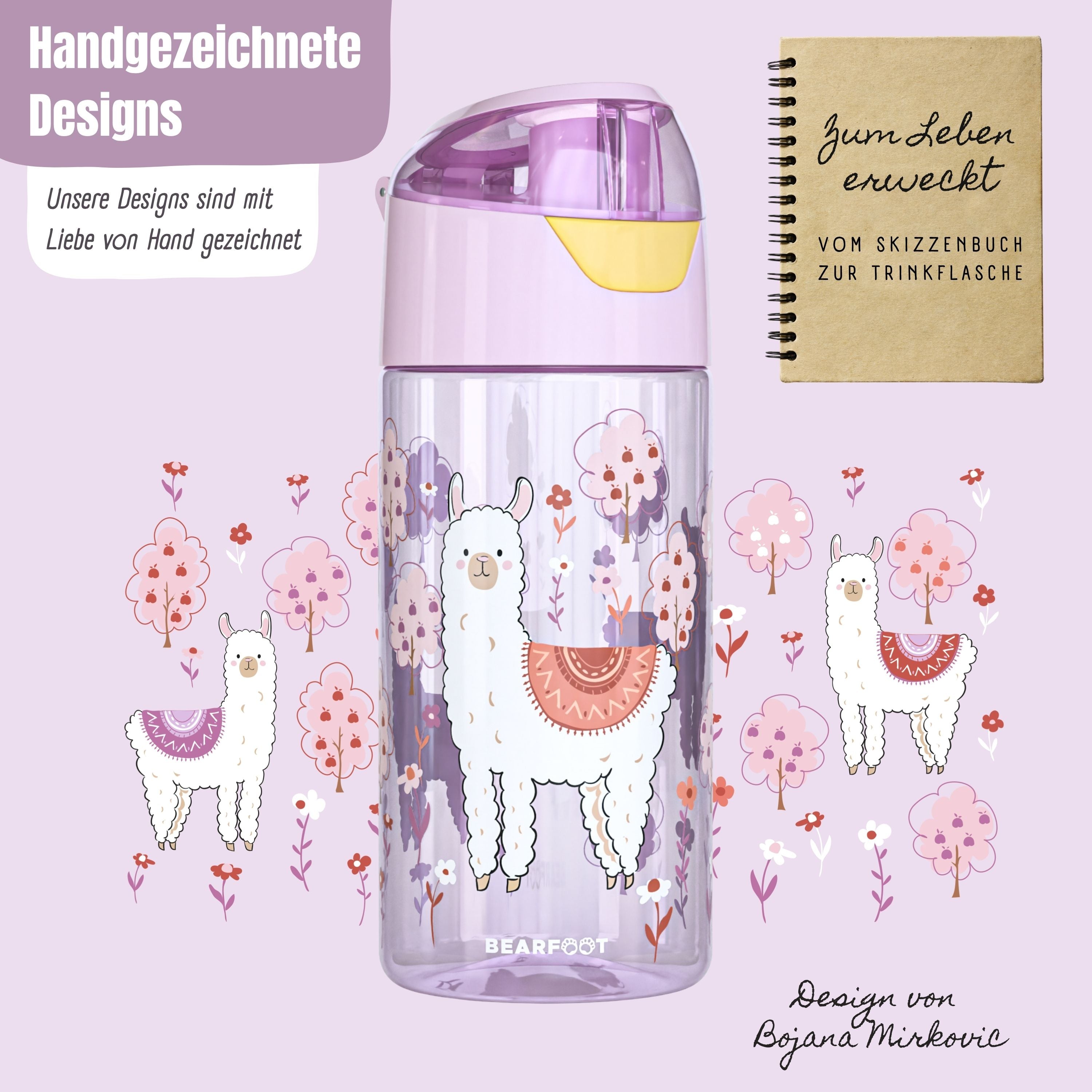 bearfoot-trinkflasche-lama-kinder-450ml-tritan-auslaufsicher image 3