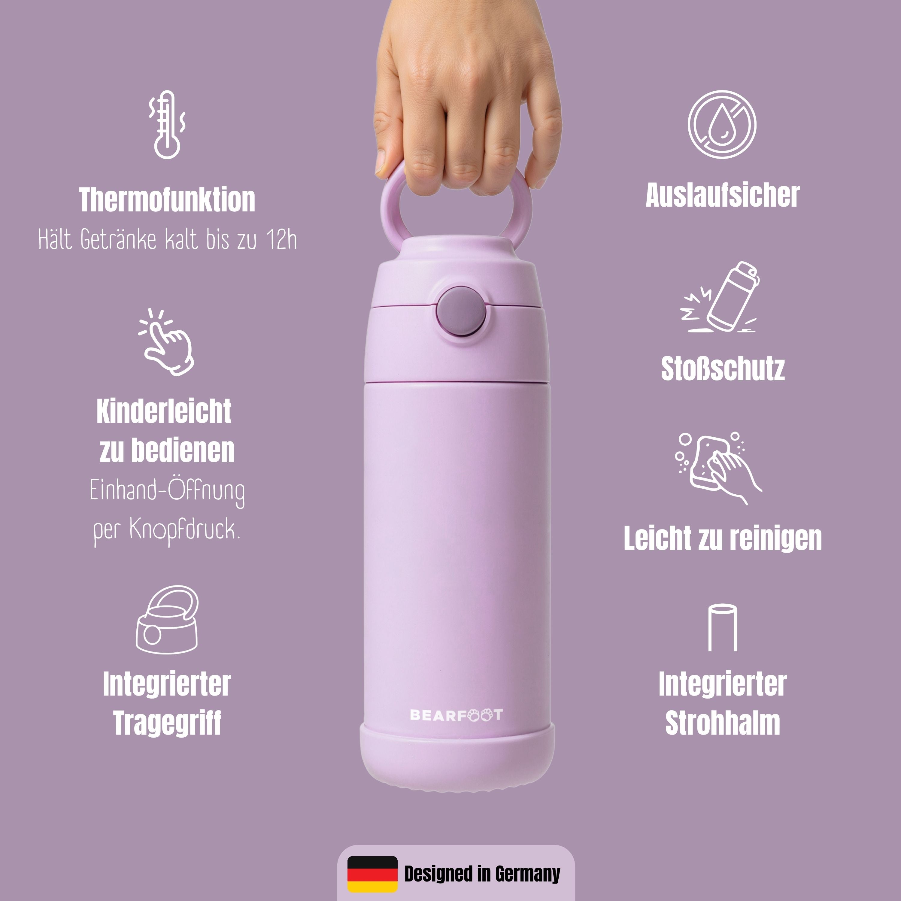 bearfoot-isolierflasche-thermo-kinder-350ml-edelstahl-lila image 7