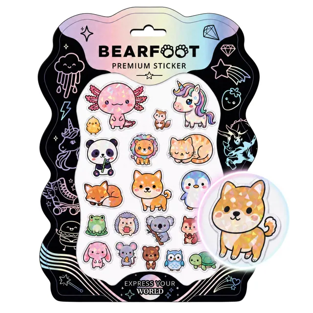 bearfoot-accessoires-premium-sticker-holografisch-kawaii-a5 image 1