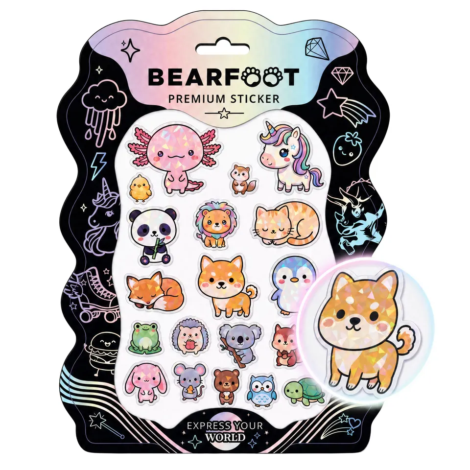 bearfoot-accessoires-premium-sticker-holografisch-kawaii-a5 image 1