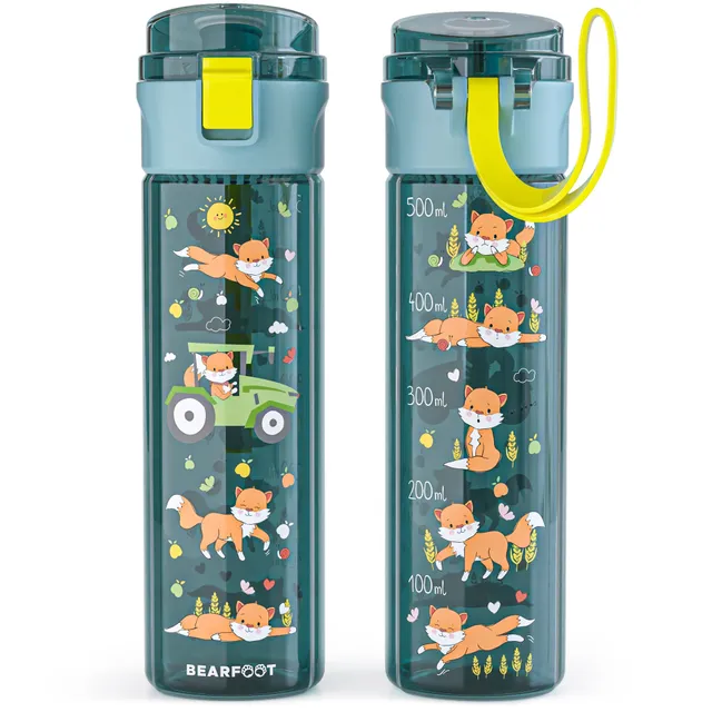 bearfoot-trinkflaschen-500ml-trinkflasche-traktor-blau-bpa-frei image 1