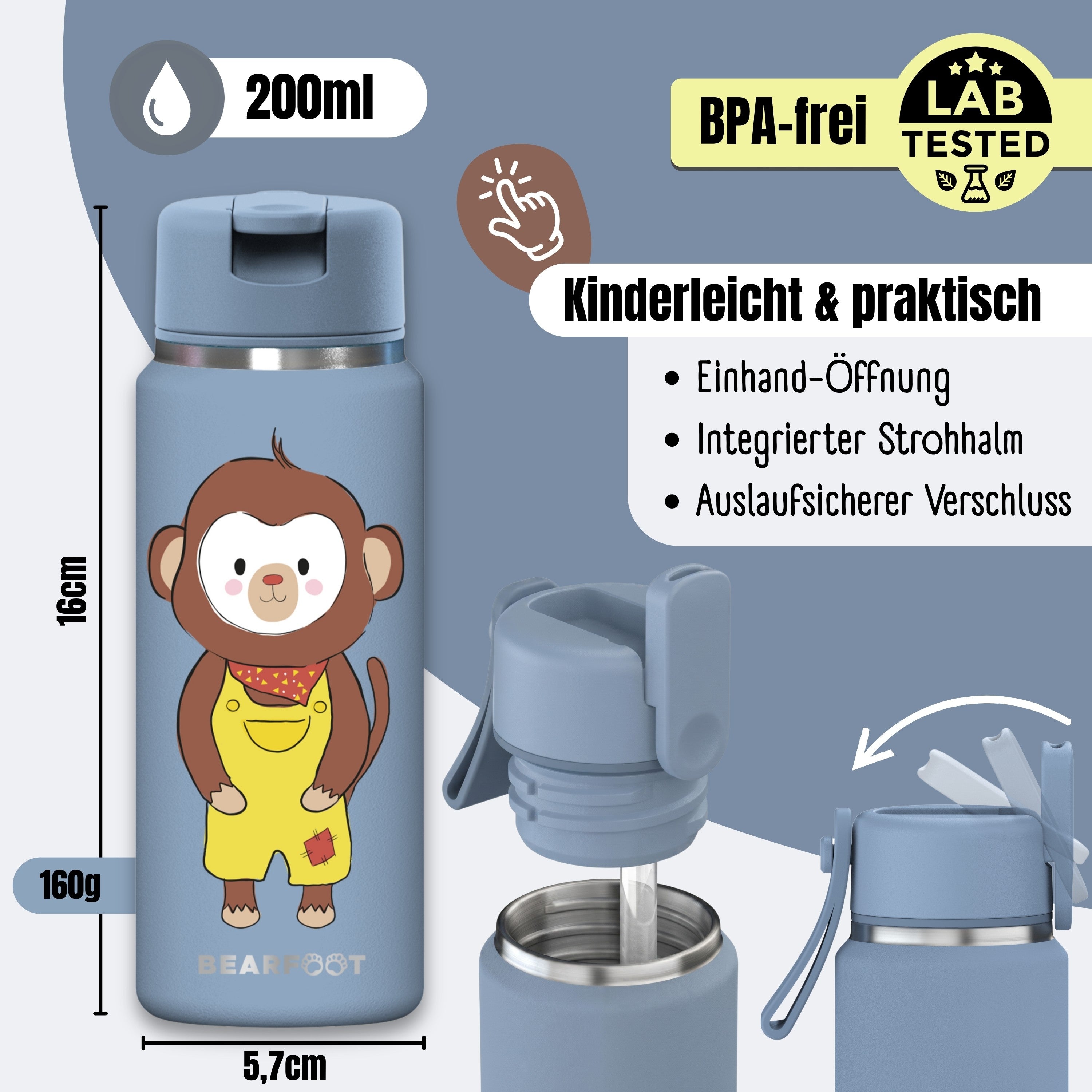 bearfoot-tiny-thermo-trinkflasche-200ml-affe-edelstahl image 4