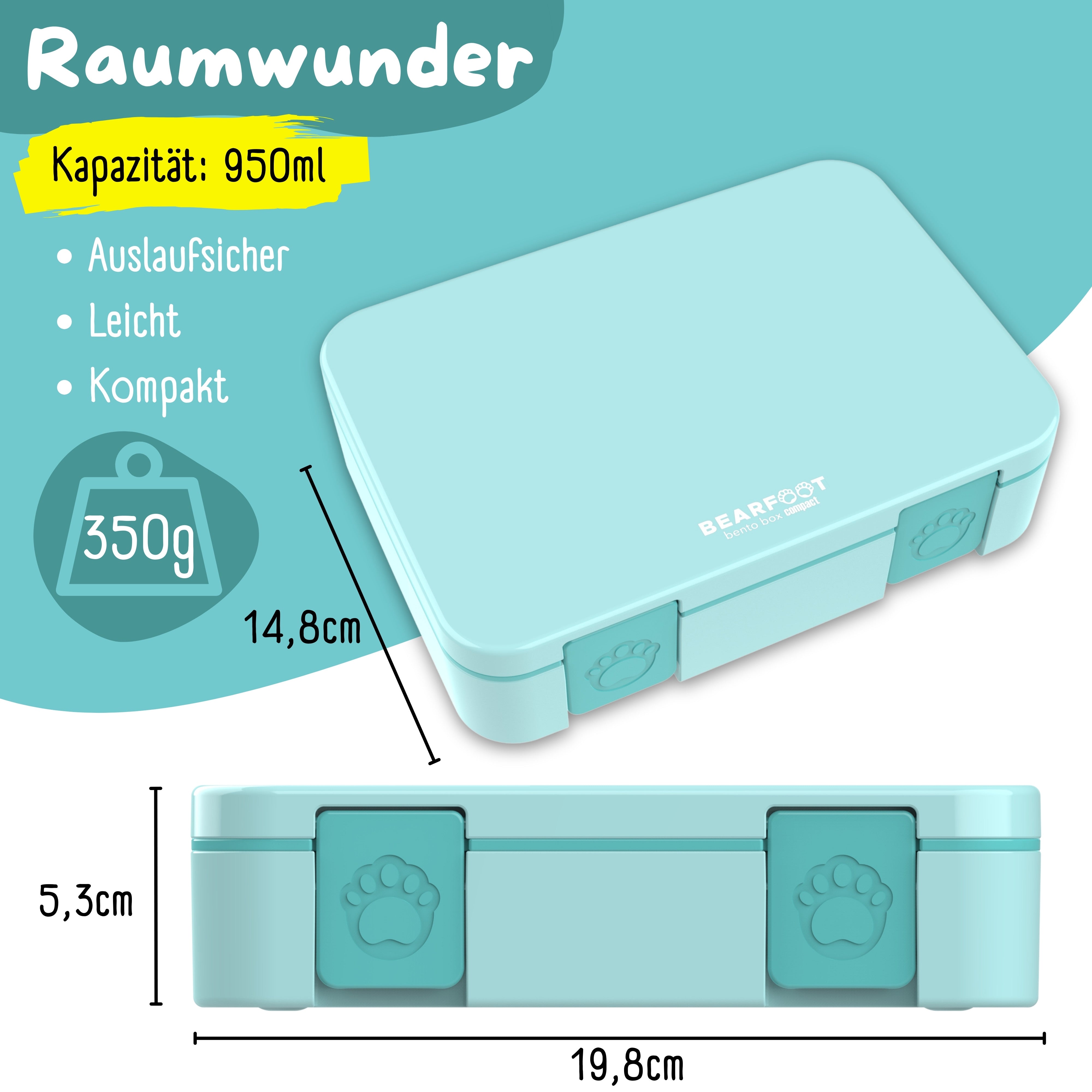 bearfoot-bento-box-compact-mint-950ml-brotdose-f-cher image 4