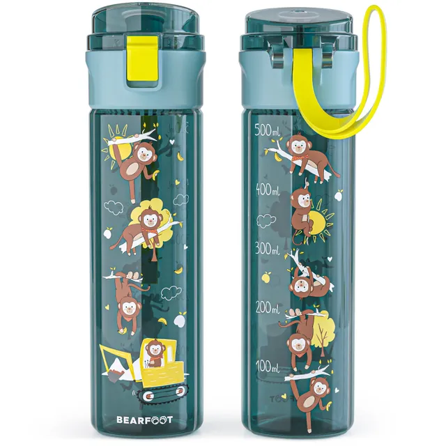 bearfoot-trinkflasche-kinder-500ml-bagger-blau-tritan image 1