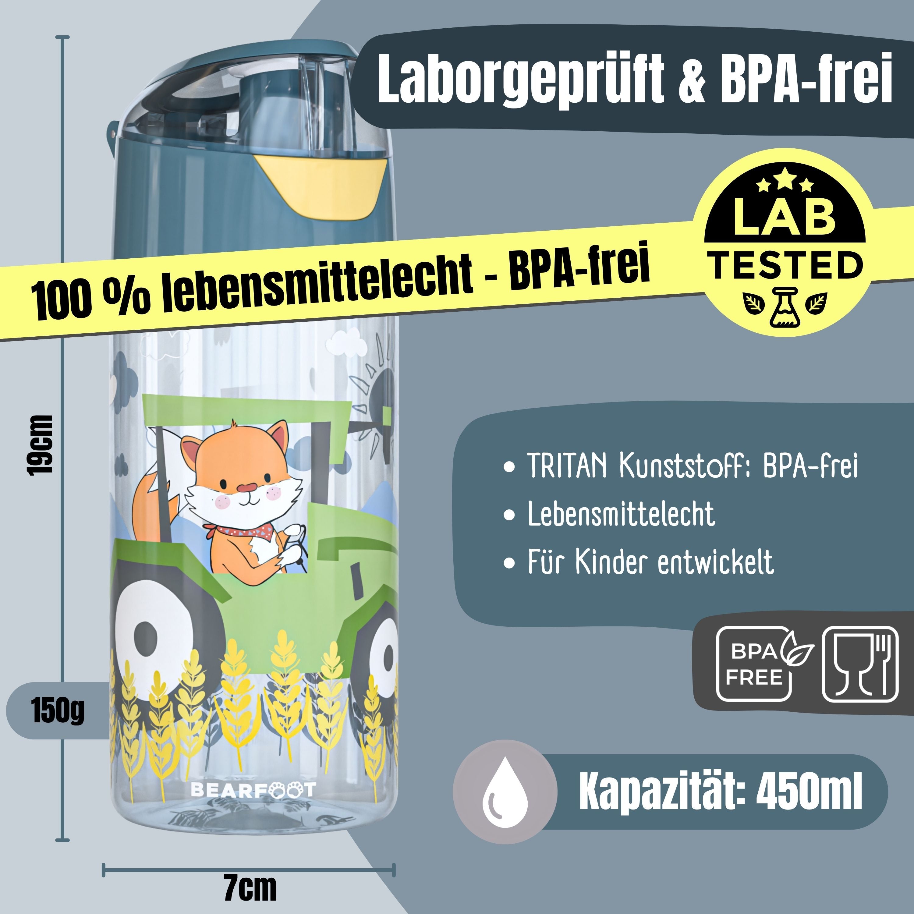 bearfoot-trinkflaschen-trinkflasche-traktor-fuchs-450ml-blau image 4