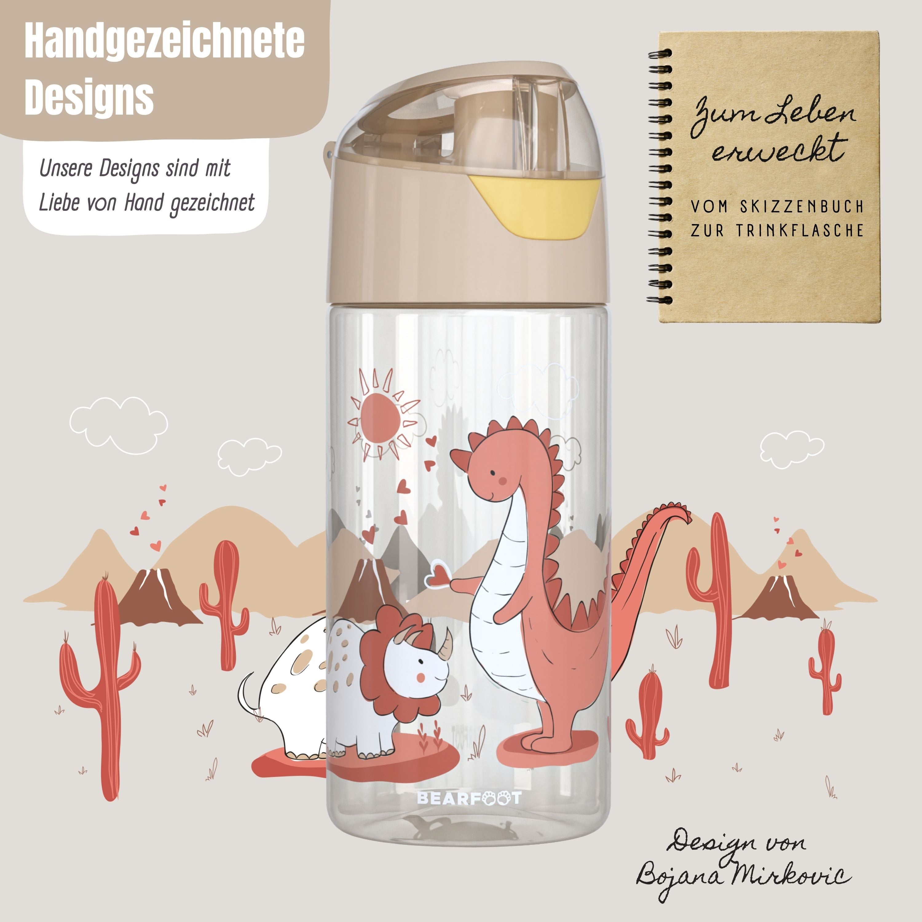 bearfoot-trinkflasche-kinder-dinos-450-ml-wasserflasche-tritan image 2
