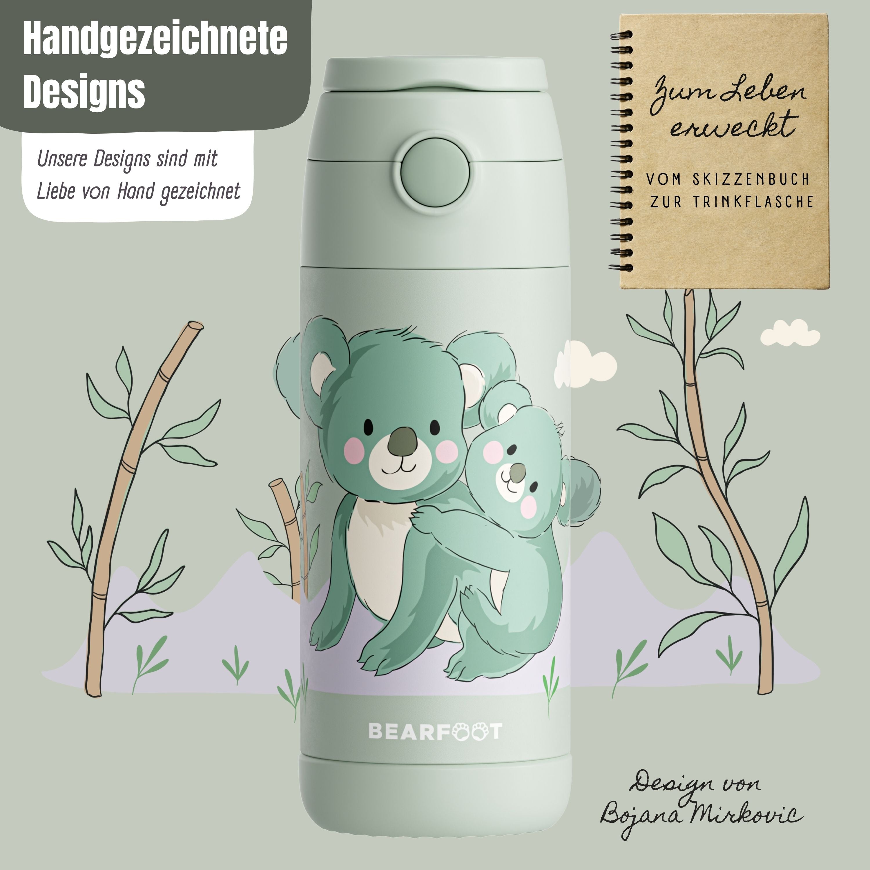 bearfoot-thermo-trinkflasche-kinder-koala-gr-n-350ml image 4