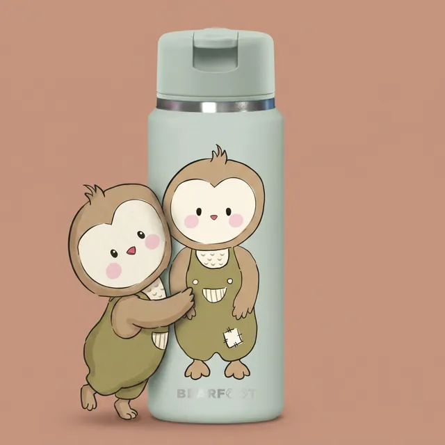 bearfoot-tiny-thermo-kinder-trinkflasche-edelstahl-eule-200ml-strohhalm image 1