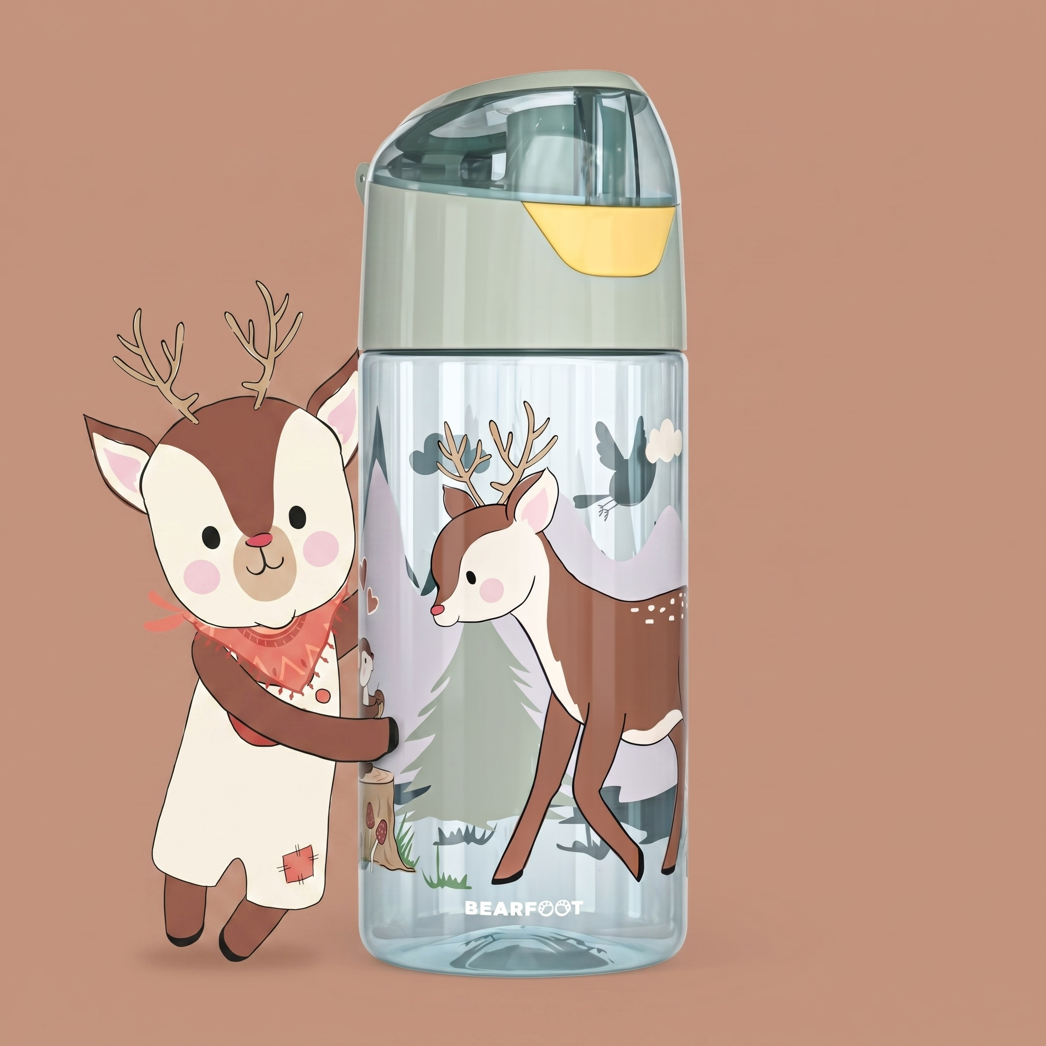 bearfoot-trinkflaschen-trinkflasche-450ml-reh-sage-bpa-frei image 1