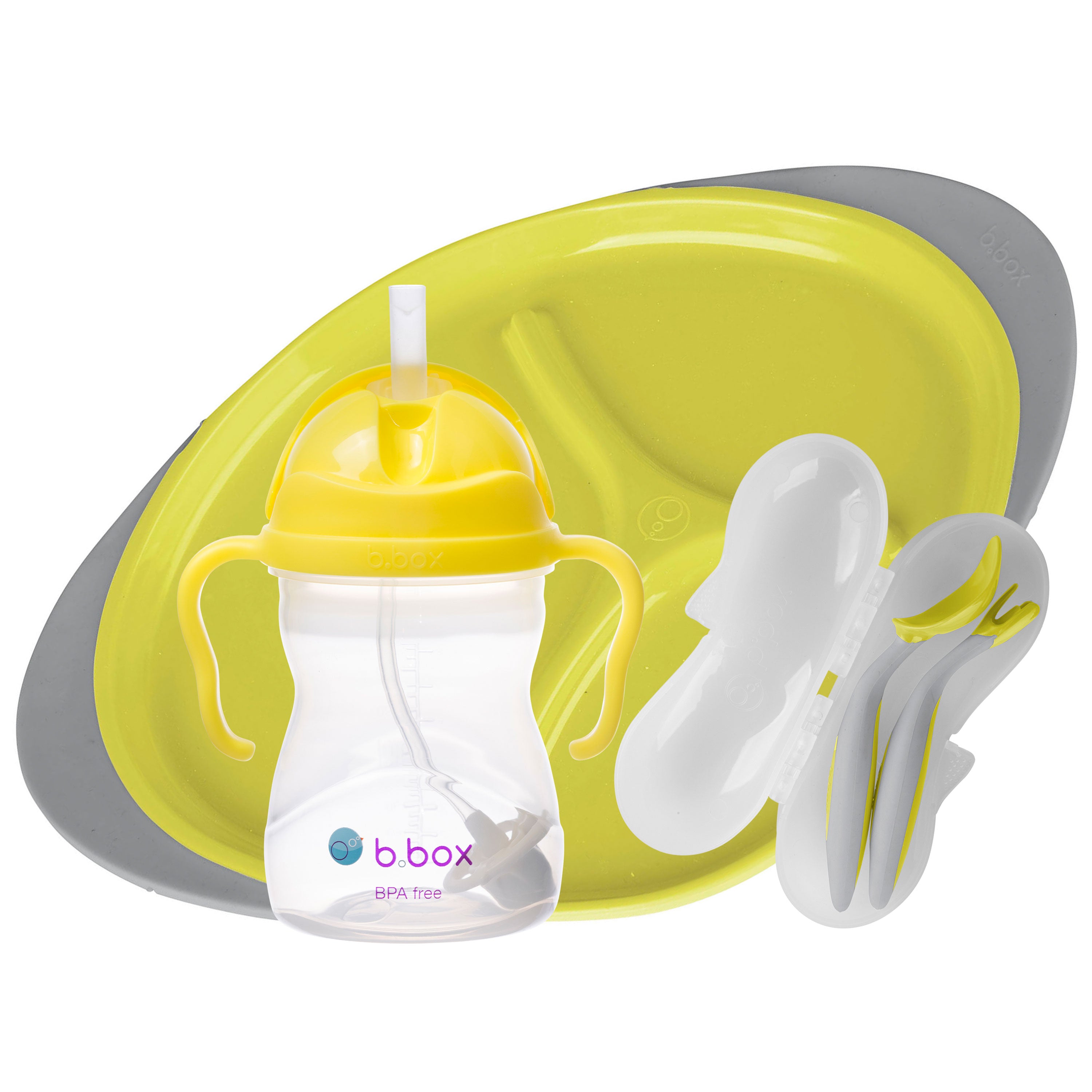 b-box-f-tter-set-silikon-ess-set-lemon-sherbet-2-teilig image 1