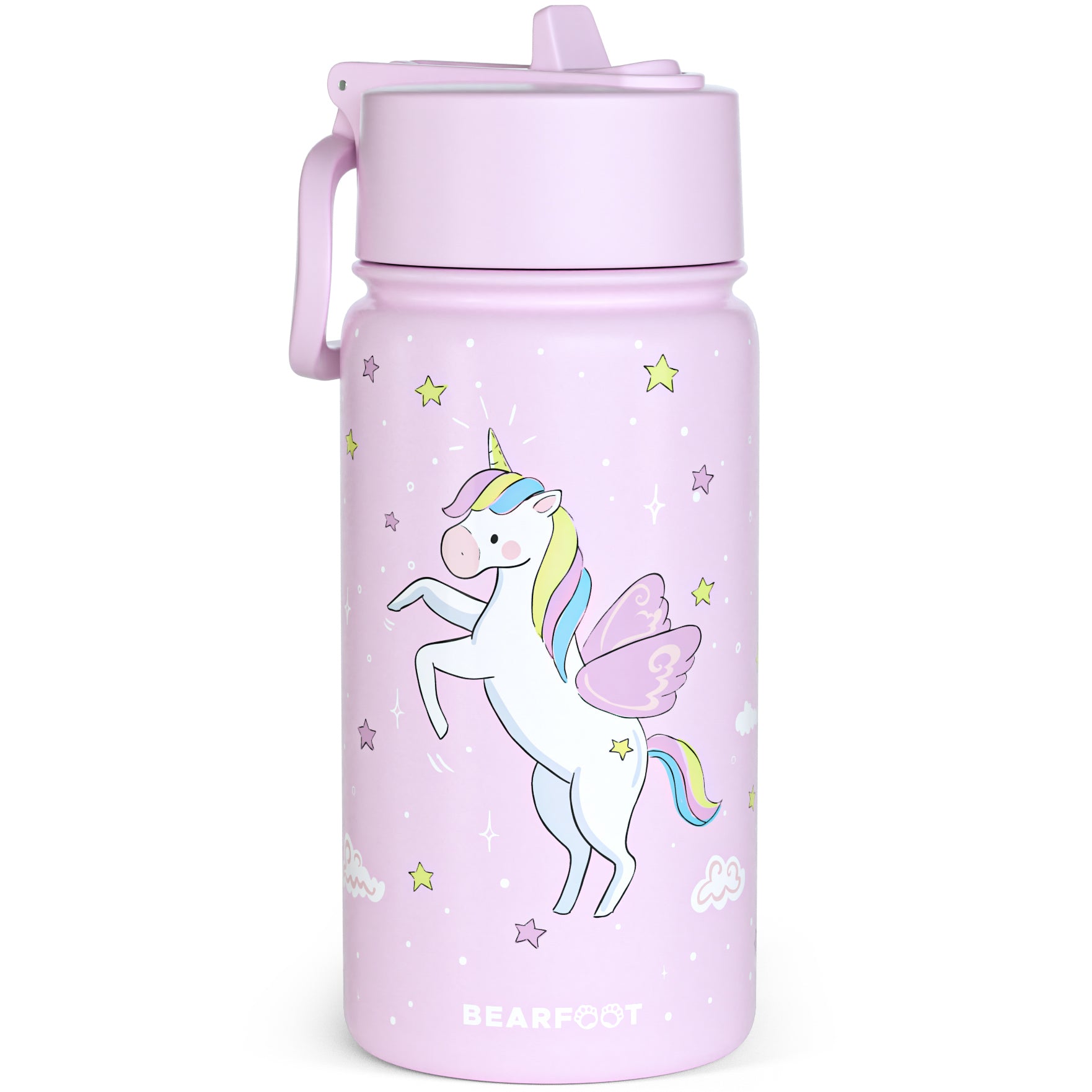 bearfoot-isolierflaschen-thermo-400ml-einhorn-lila-edelstahl image 2