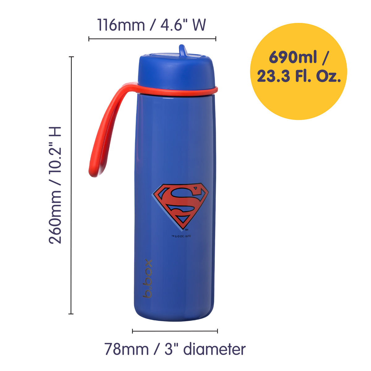 b-box-superman-trinkflasche-flip-top-690-ml-edelstahl image 7