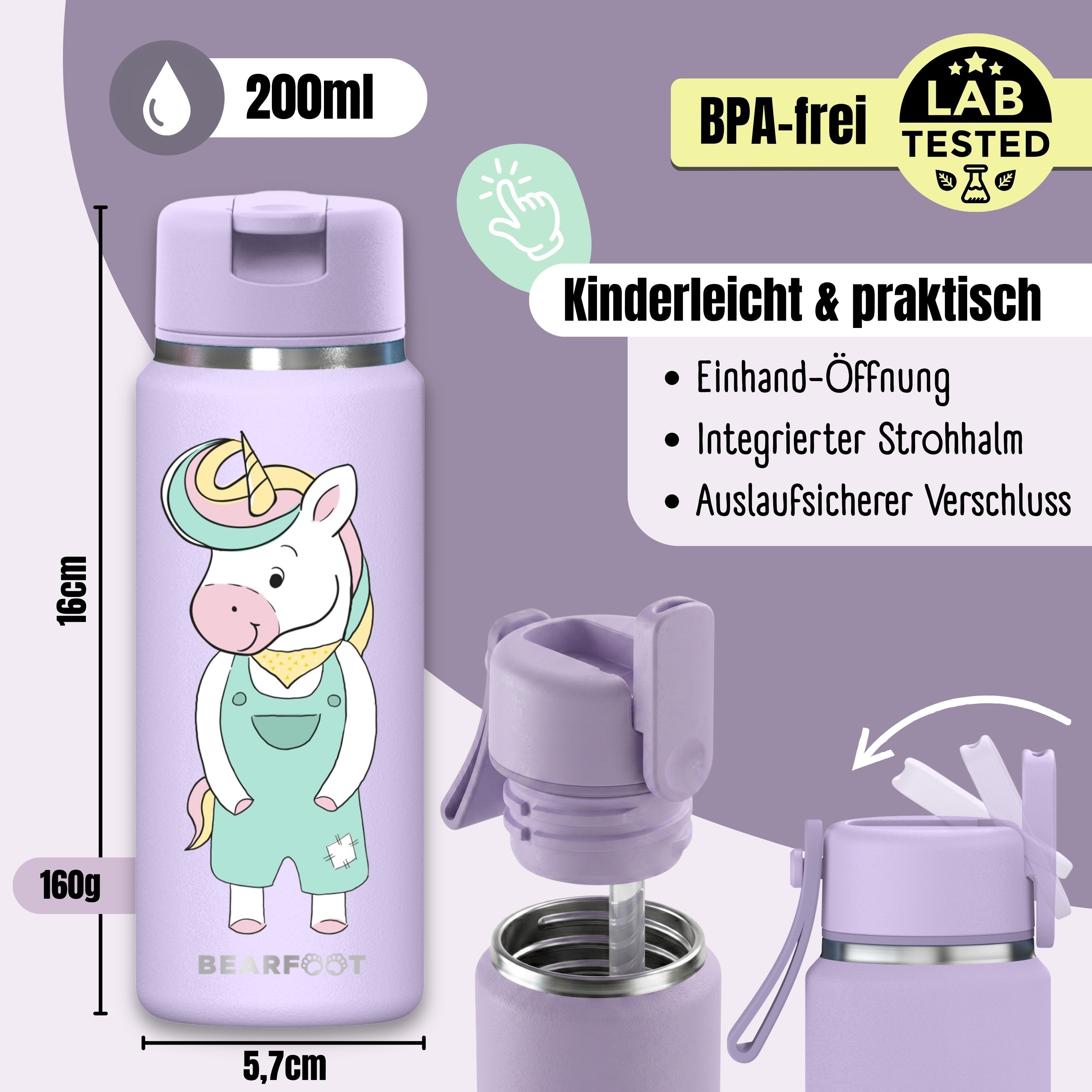 bearfoot-tiny-thermo-trinkflasche-200-ml-einhorn-auslaufsicher image 4