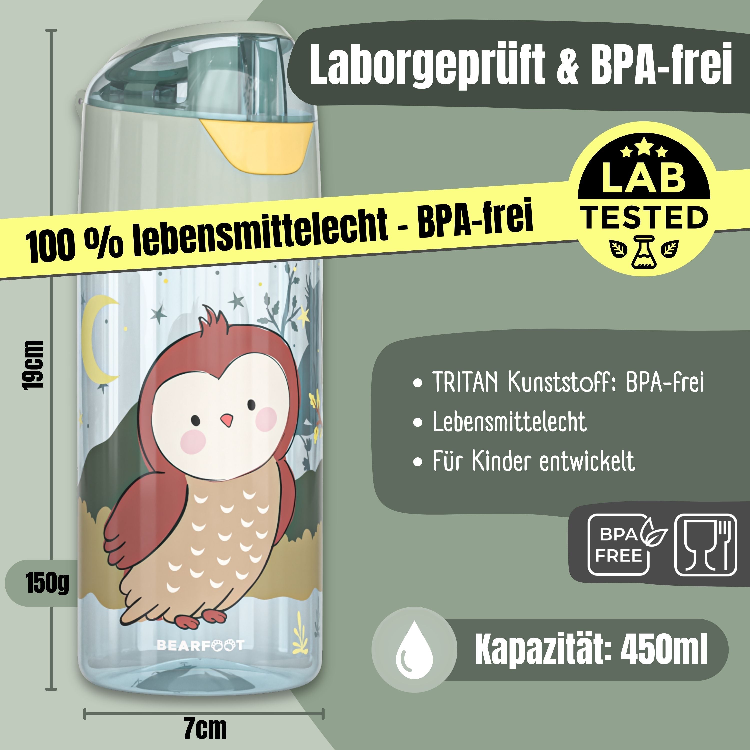 bearfoot-trinkflasche-eule-sage-450ml-wasserflasche-tritan image 4