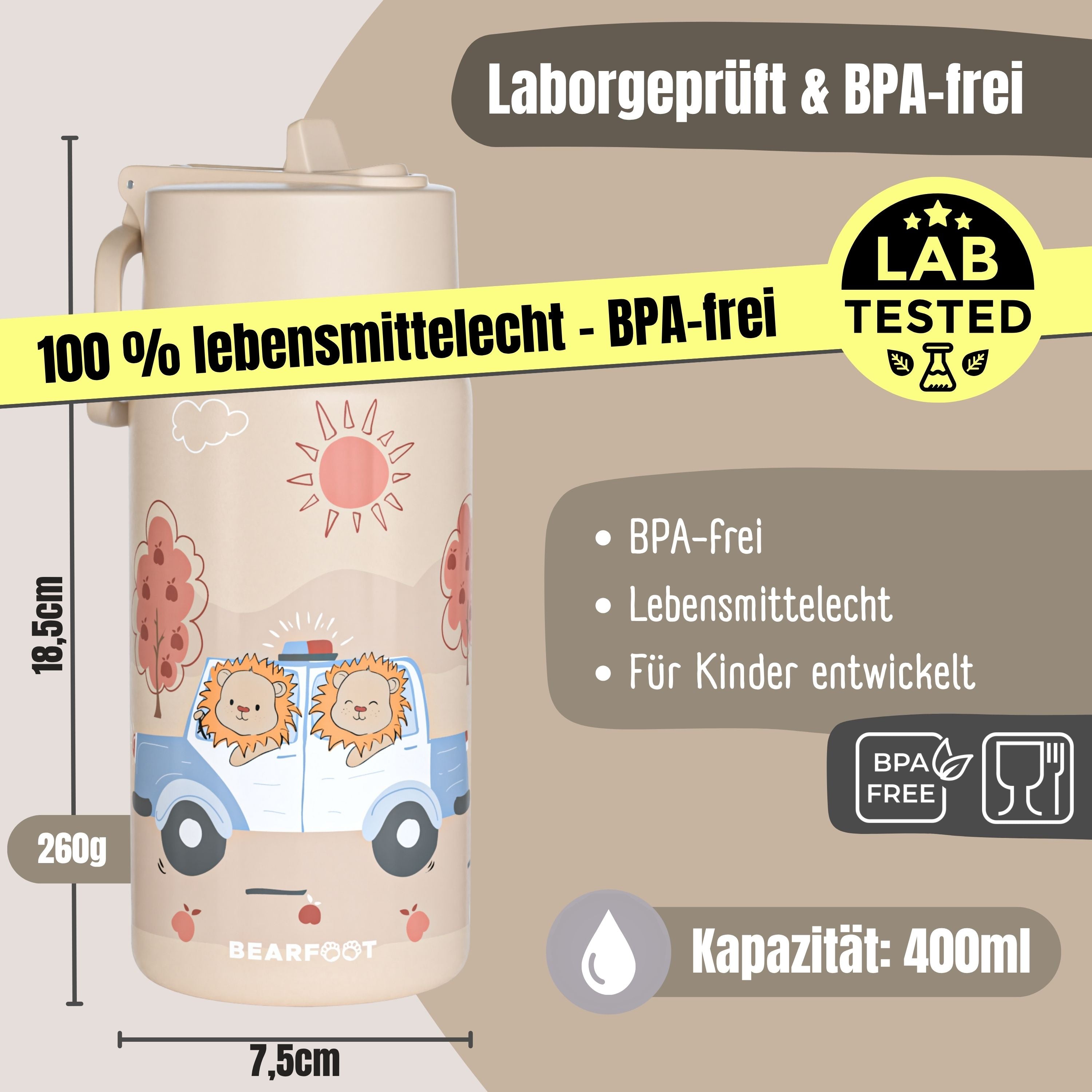 bearfoot-thermo-trinkflasche-polizei-braun-400-ml-strohhalm image 4