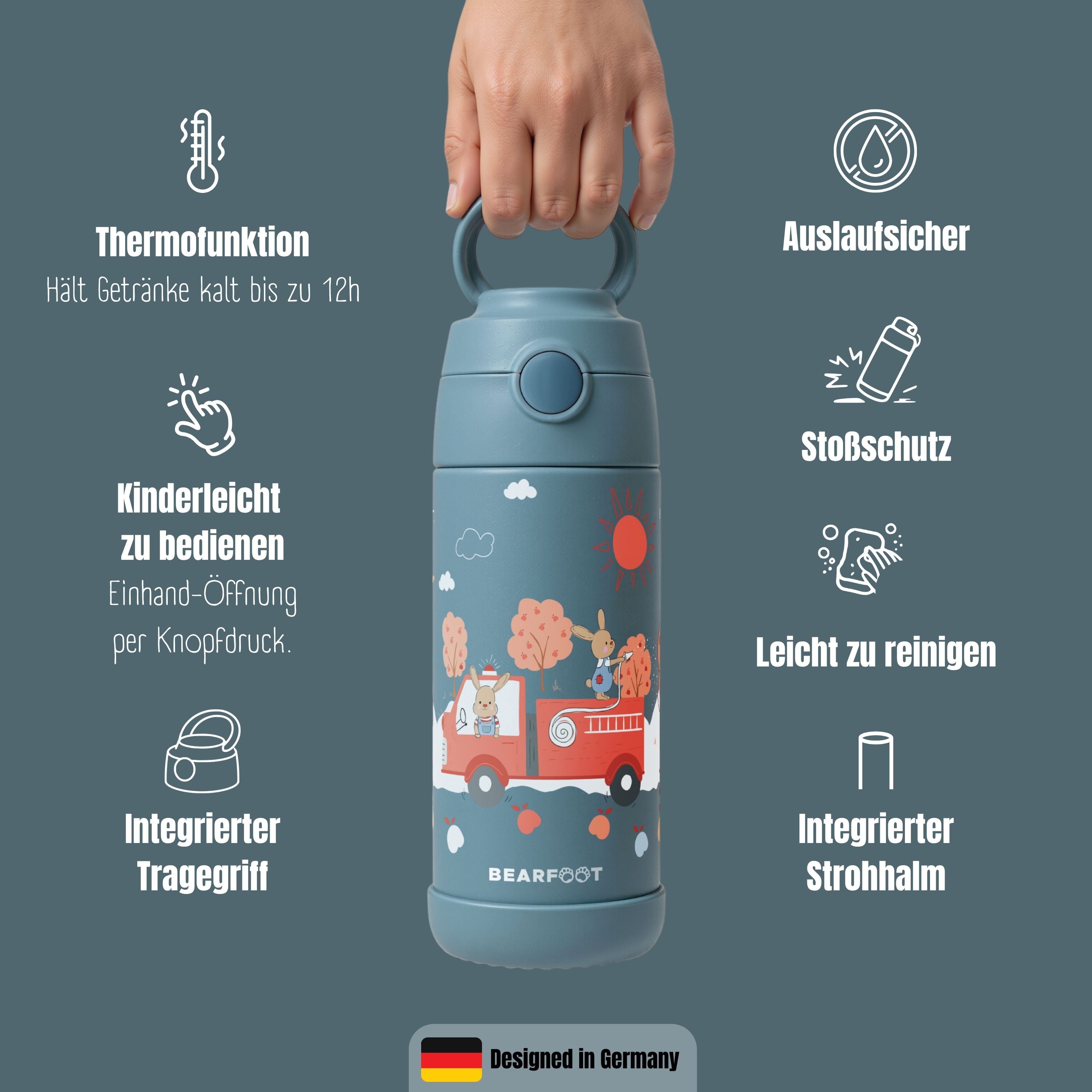 bearfoot-feuerwehr-hase-isolierflasche-350-ml-blau-edelstahl image 8