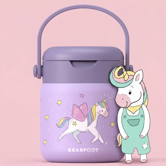 bearfoot-thermobeh-lter-kinder-edelstahl-einhorn-lila-500ml image 1