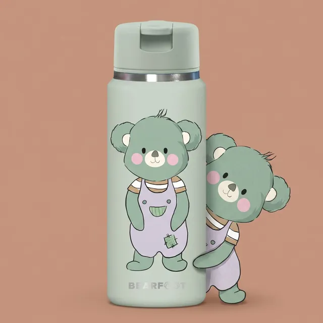 bearfoot-tiny-koala-thermo-trinkflasche-edelstahl-200-ml-mit-strohhalm image 1