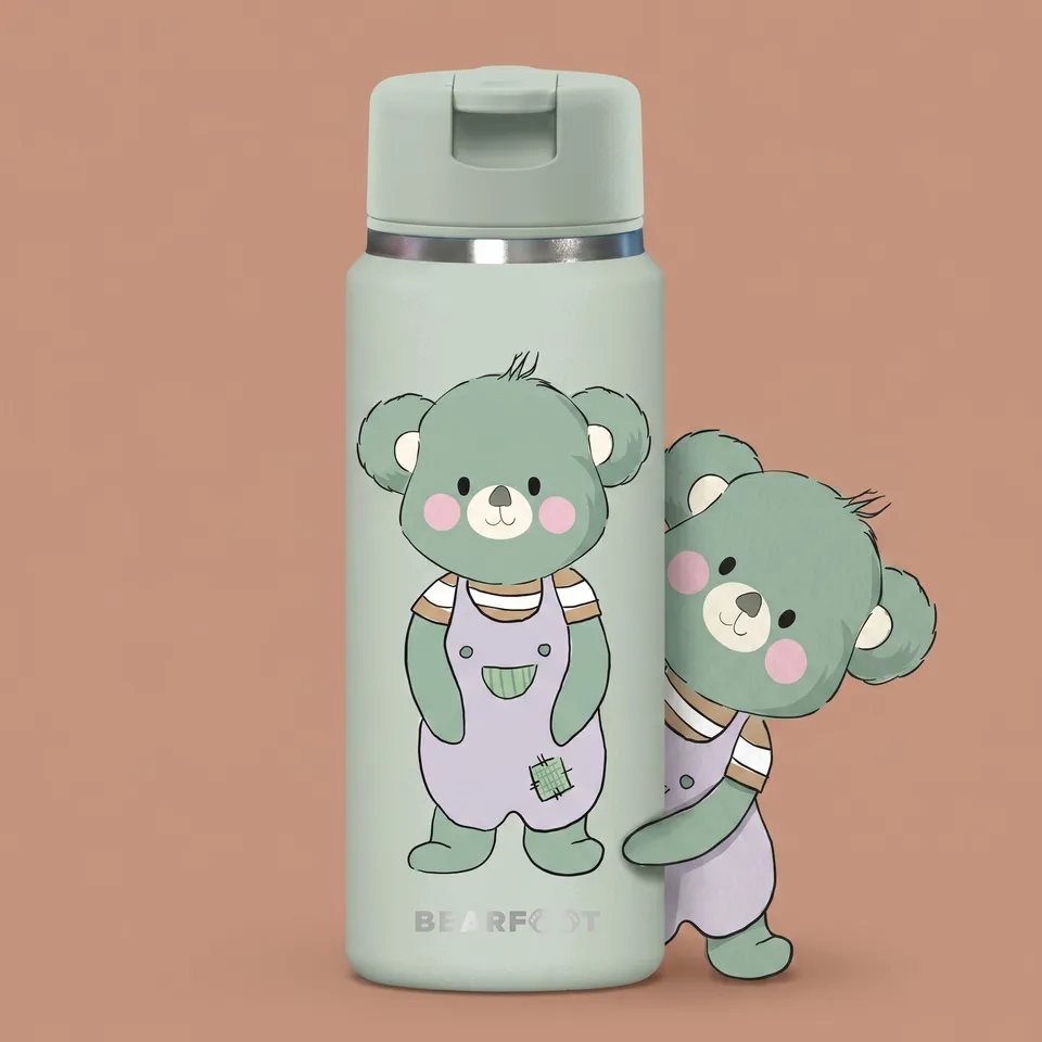 bearfoot-tiny-koala-thermo-trinkflasche-edelstahl-200-ml-mit-strohhalm image 1