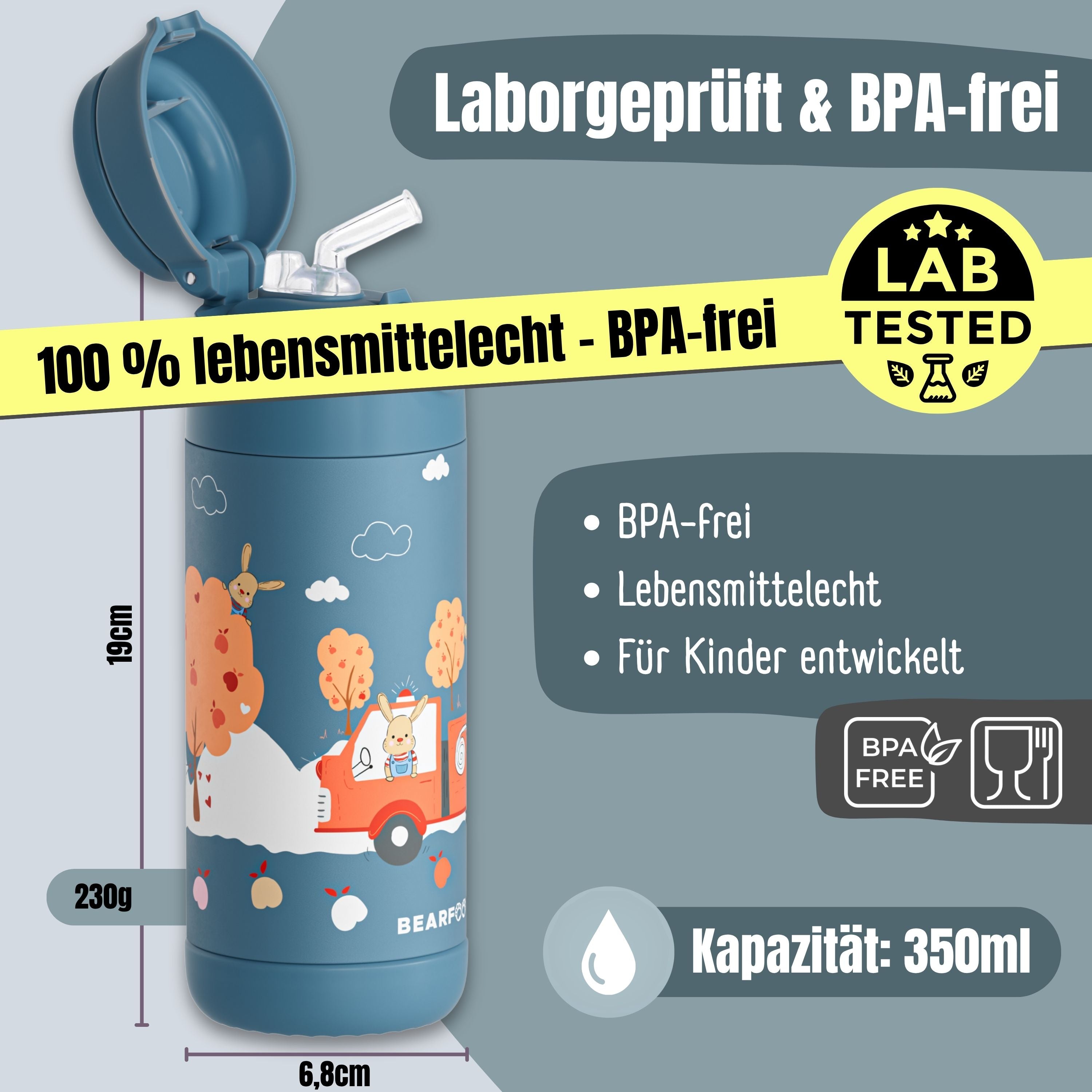 bearfoot-feuerwehr-hase-isolierflasche-350-ml-blau-edelstahl image 5