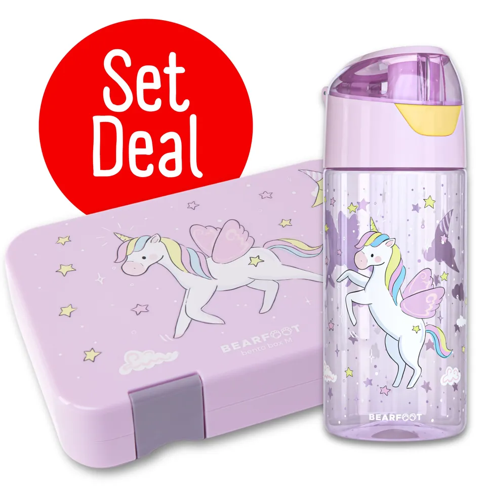 bearfoot-einhorn-bundle-bento-box-m-trinkflasche-450ml-set image 1