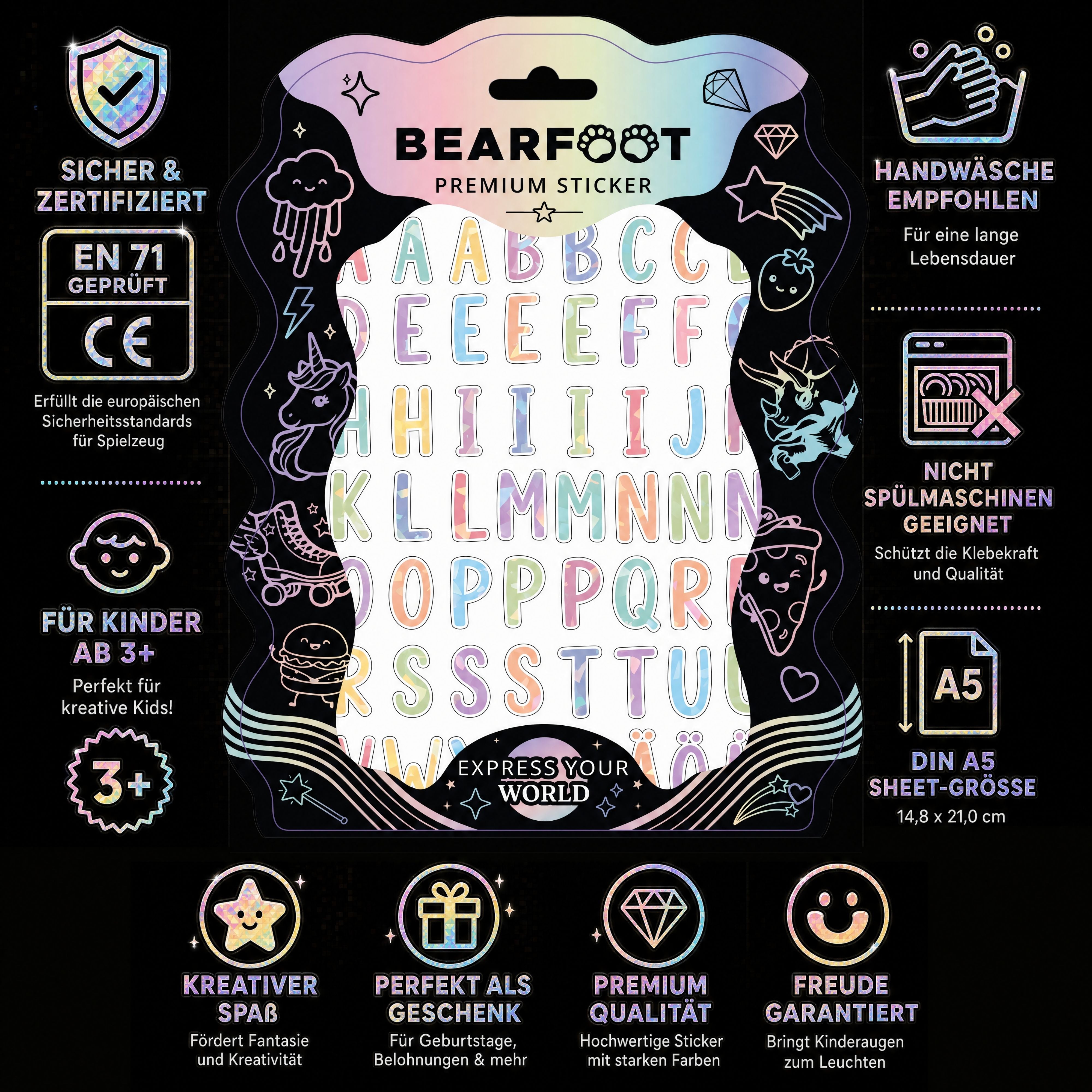 bearfoot-premium-sticker-aufkleber-din-a5-buchstaben-holografisch image 3