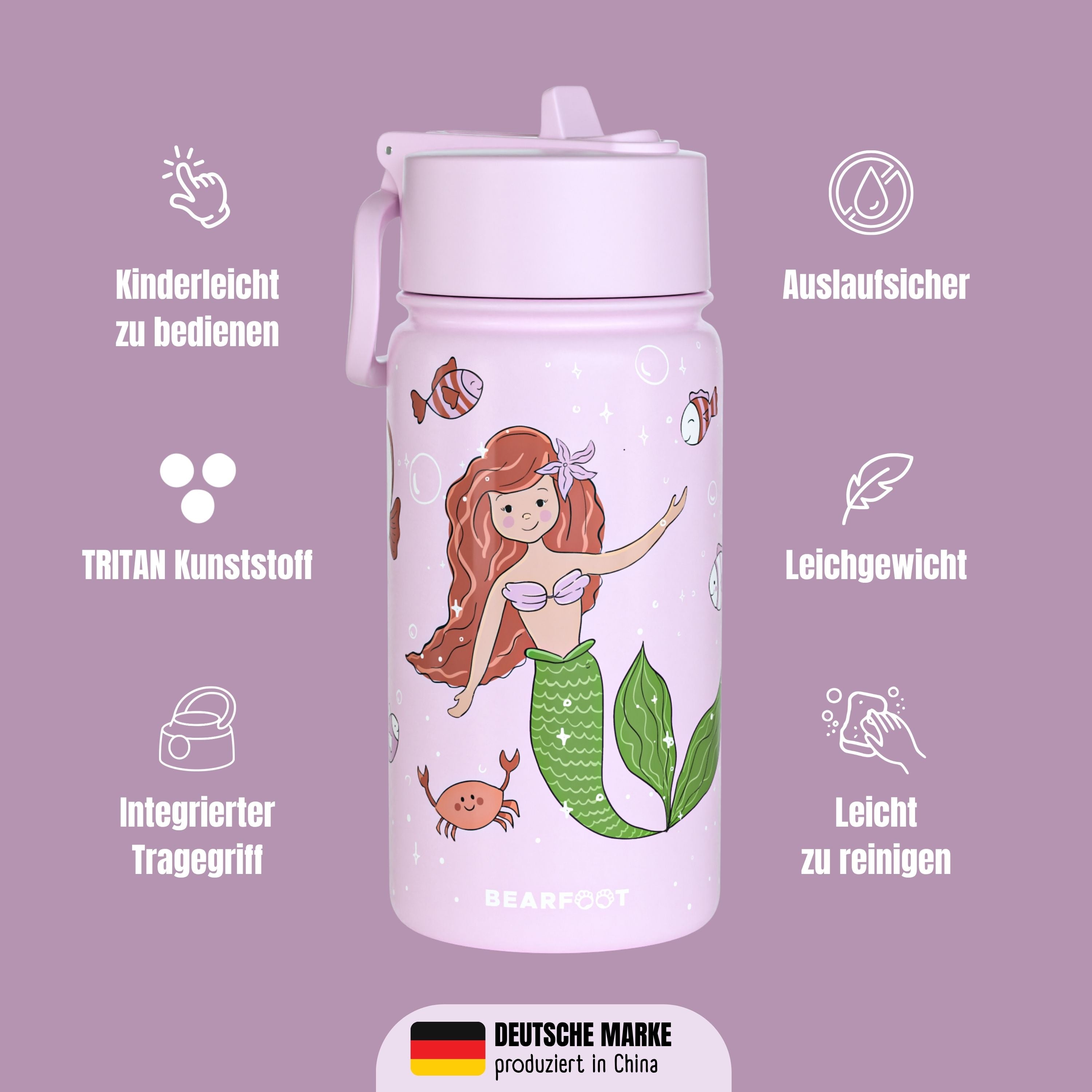 bearfoot-thermo-trinkflasche-edelstahl-meerjungfrau-lila-400ml image 4