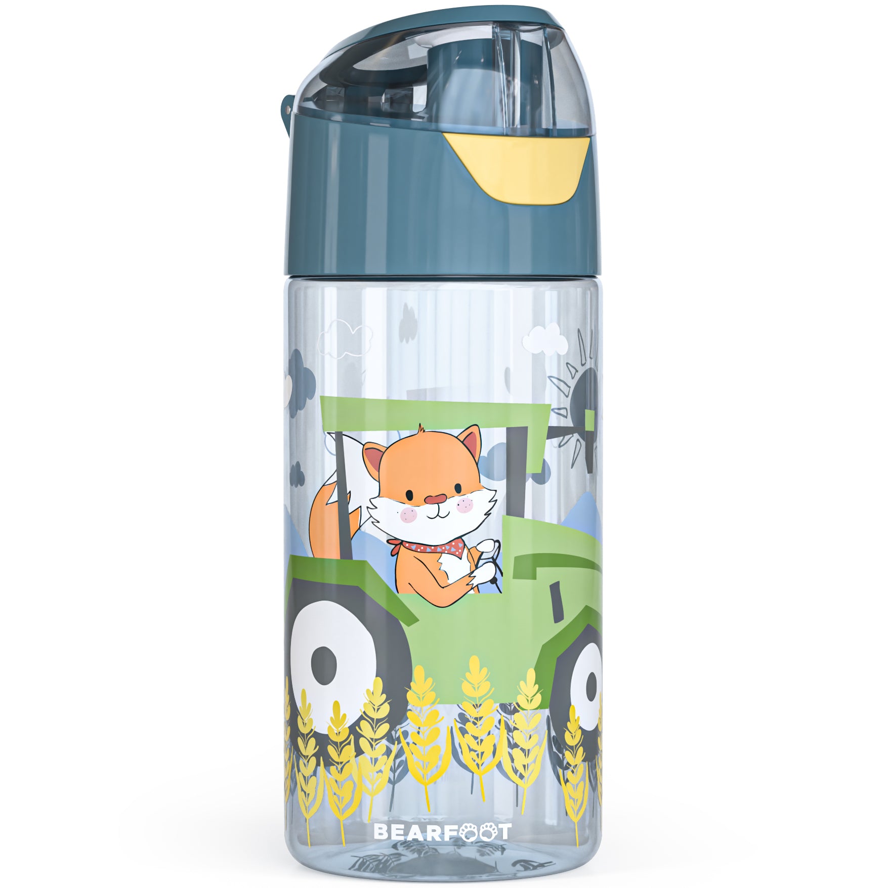 bearfoot-trinkflaschen-trinkflasche-traktor-fuchs-450ml-blau image 2
